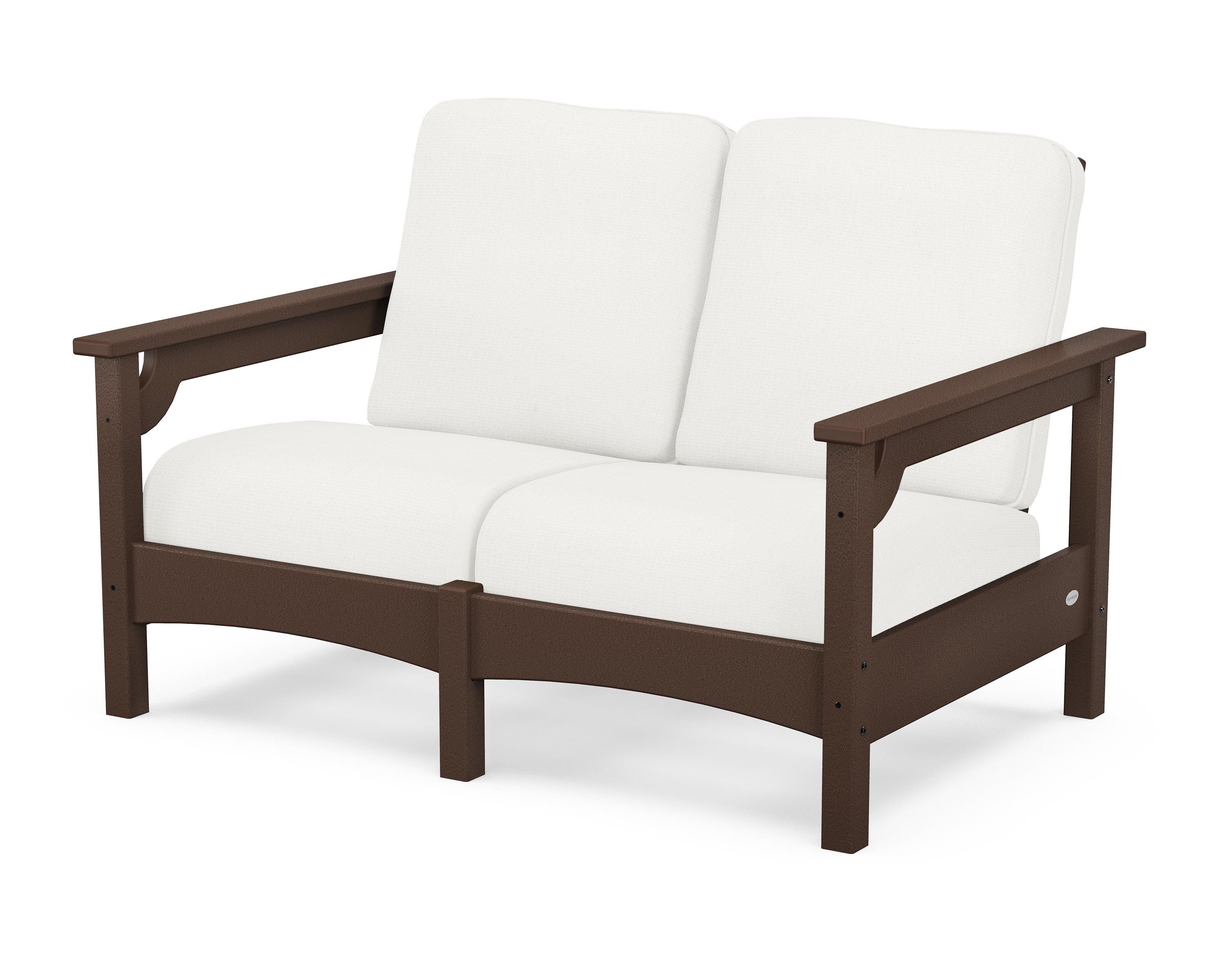 POLYWOOD® Club Loveseat in Mahogany / Natural Linen