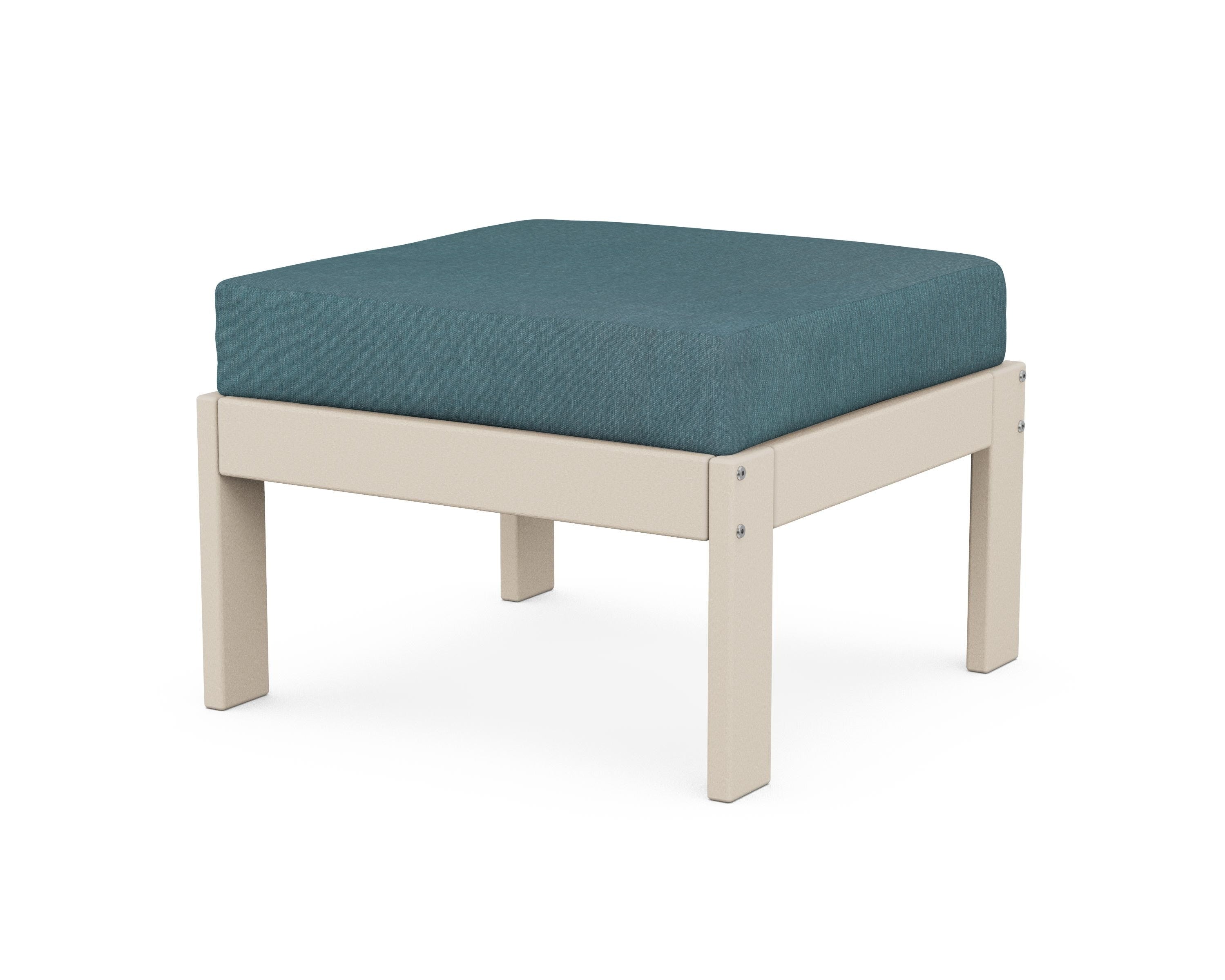 POLYWOOD® Vineyard Modular Ottoman in Sand / Ocean Teal