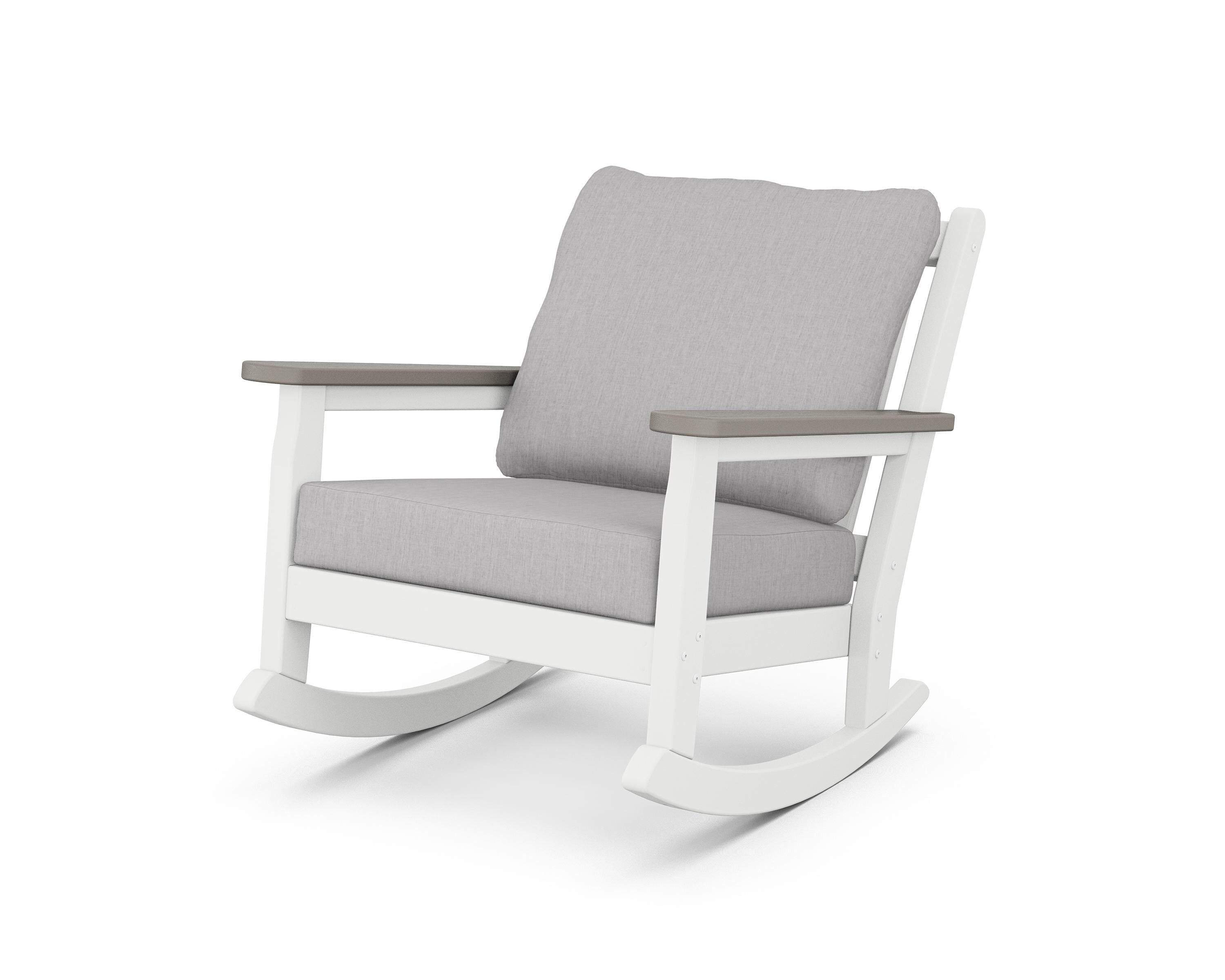 POLYWOOD® Chippendale Deep Seating Rocking Chair in White / Driftwood / Granite