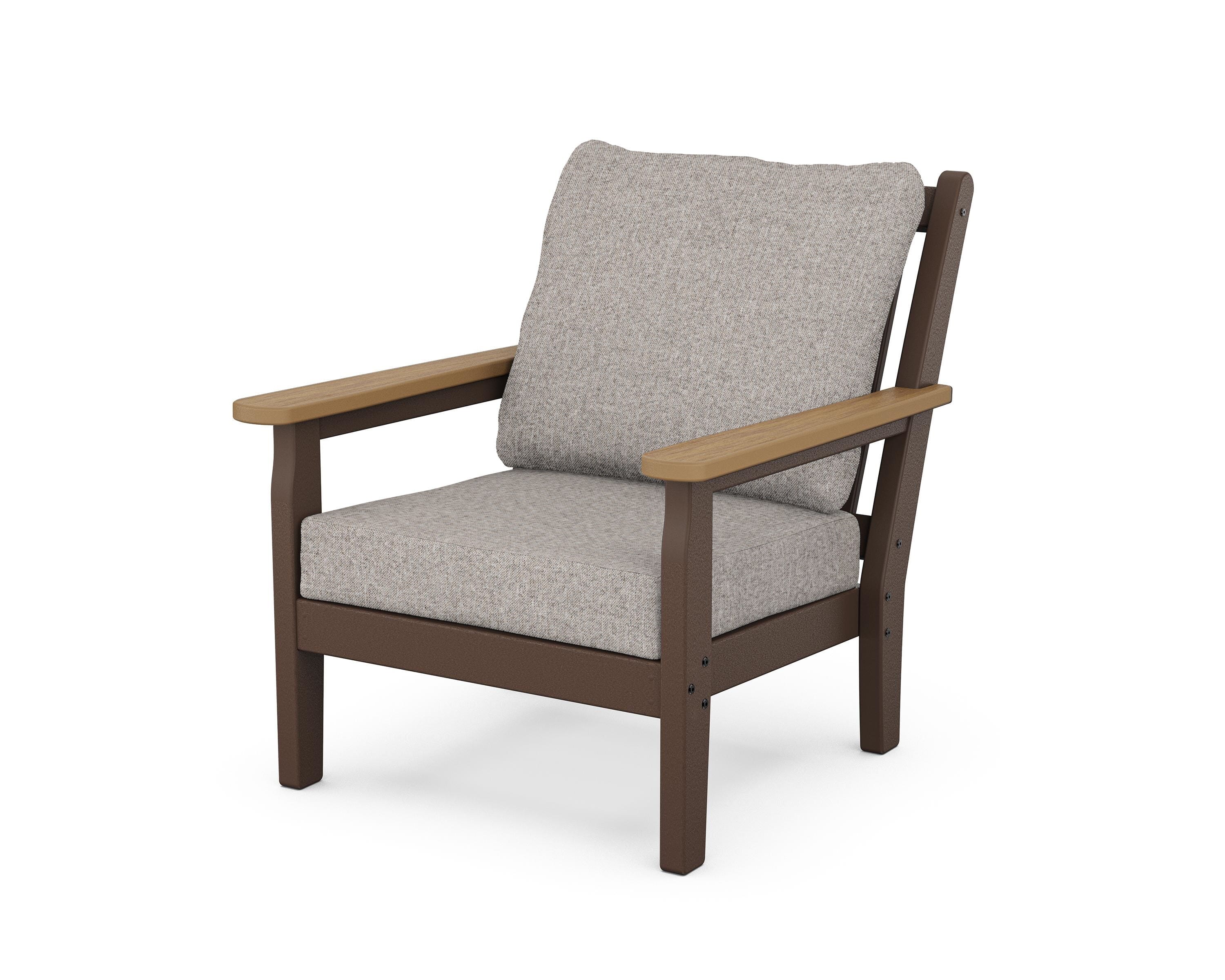 POLYWOOD® Chippendale Deep Seating Chair in Mahogany / Natural / Weathered Tweed
