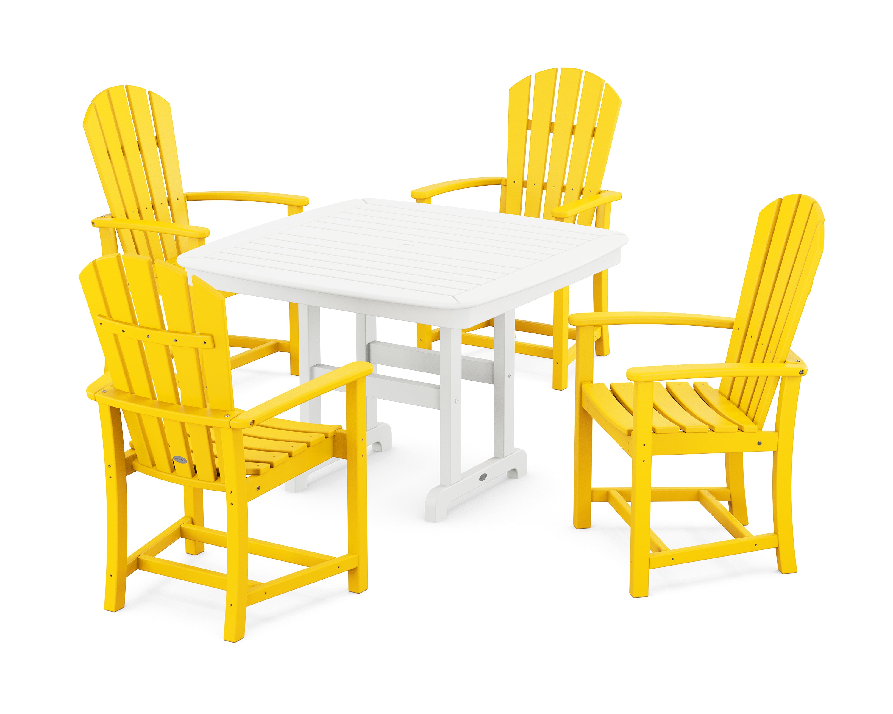 POLYWOOD® Palm Coast 5-Piece Dining Set with Trestle Legs in Lemon / White