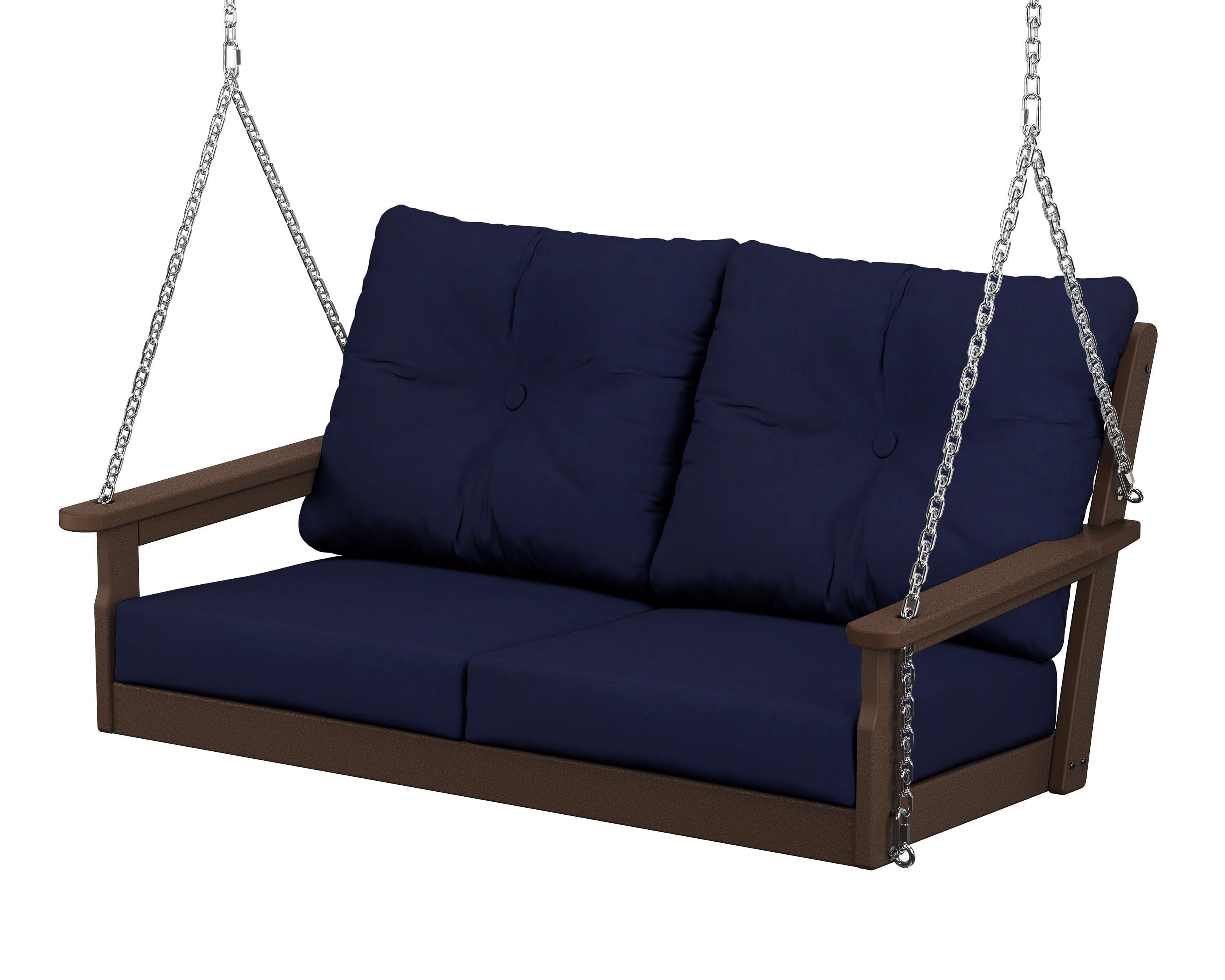 POLYWOOD® Vineyard Deep Seating Swing in Mahogany / Navy