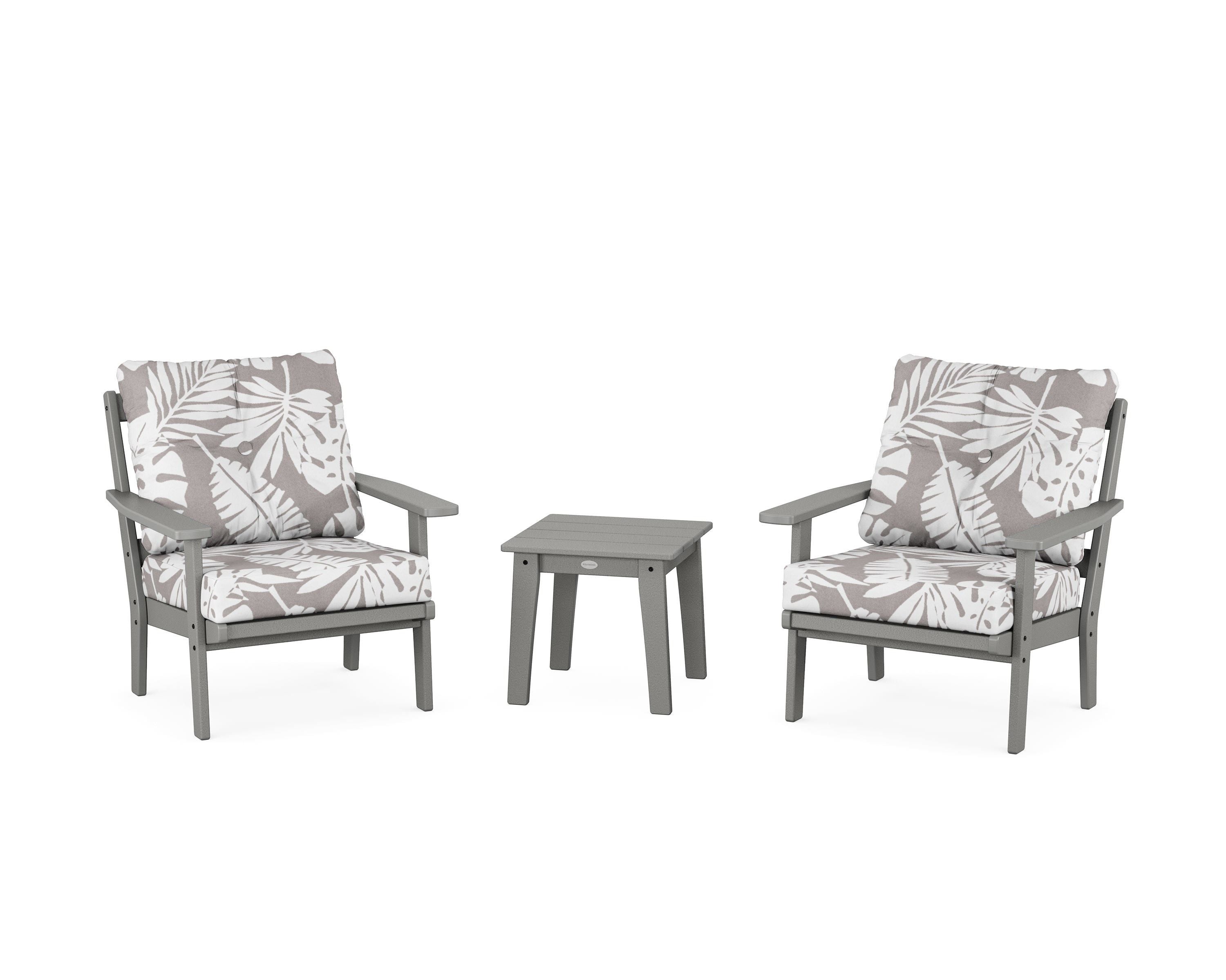 POLYWOOD® Prairie 3-Piece Deep Seating Set in Slate Grey / Leaf Grey Mist
