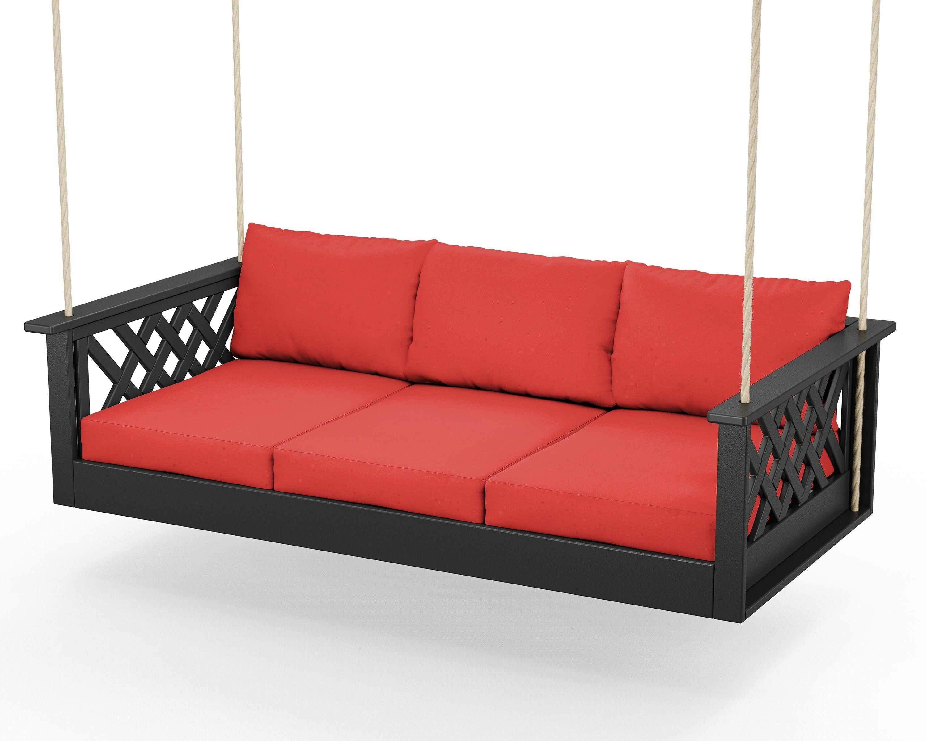 Country Living Wovendale Daybed Swing in Black / Crimson Linen