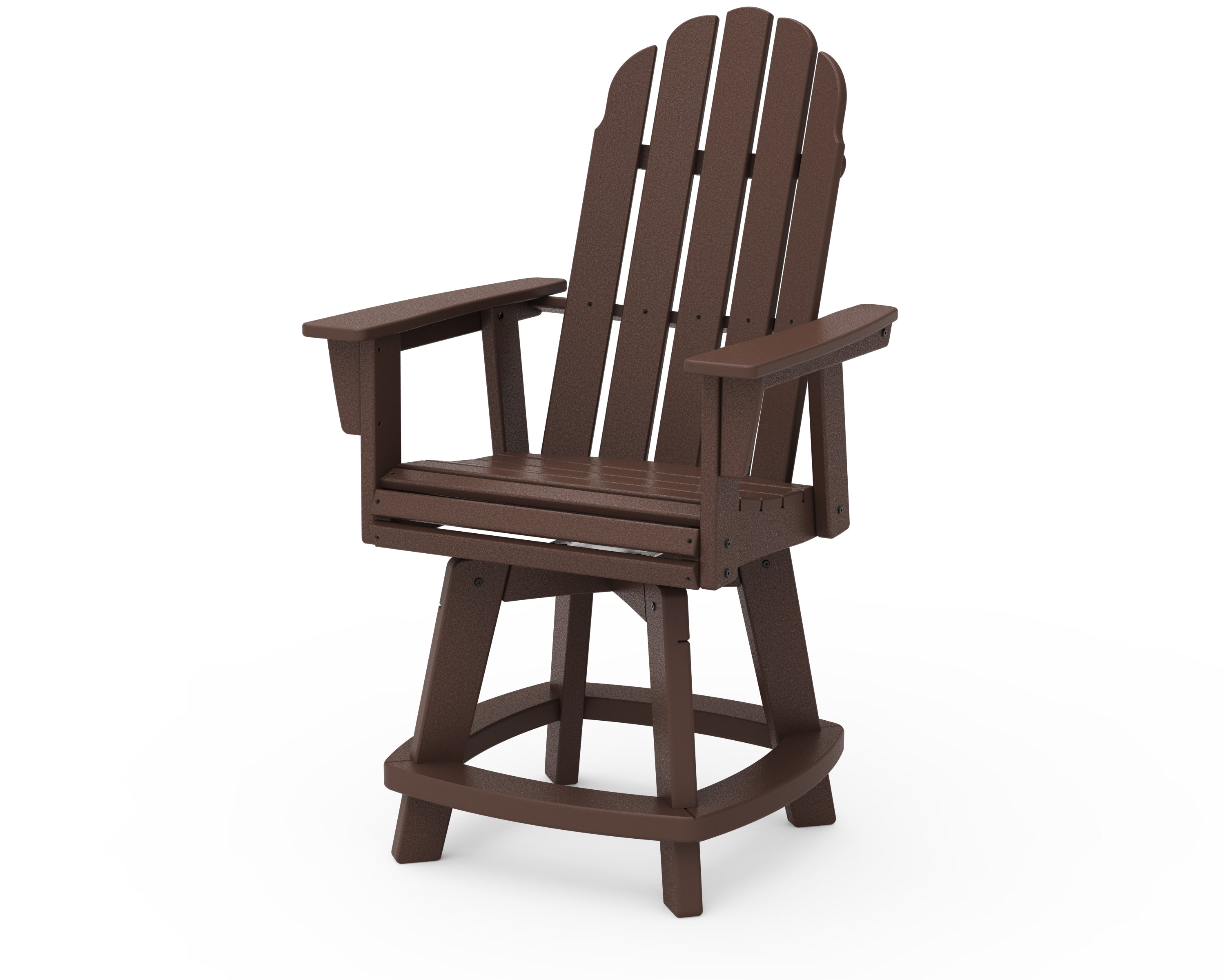 POLYWOOD® Vineyard Curveback Adirondack Swivel Counter Chair in Mahogany