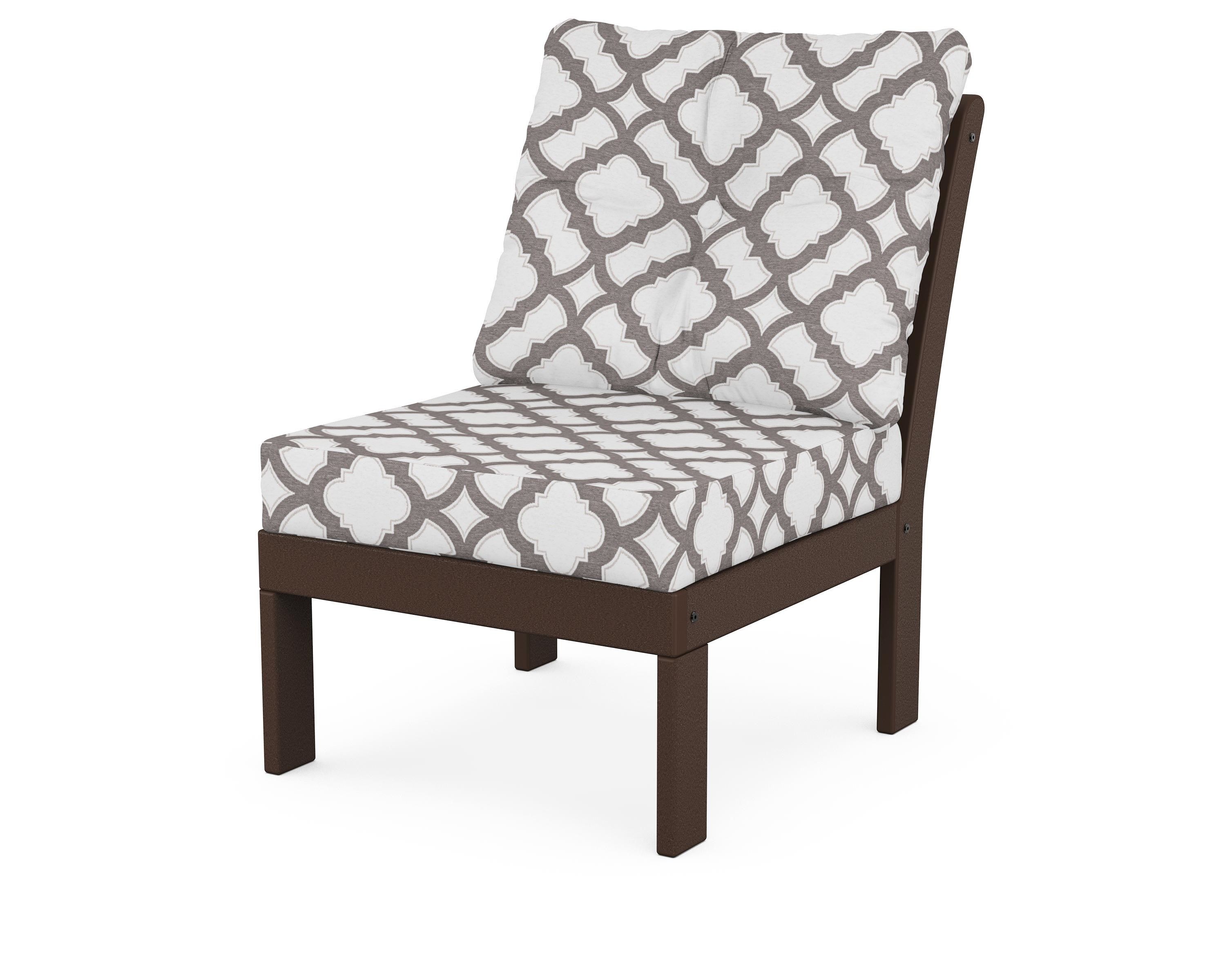 POLYWOOD® Vineyard Modular Armless Chair in Mahogany / Trellis Grey Mist