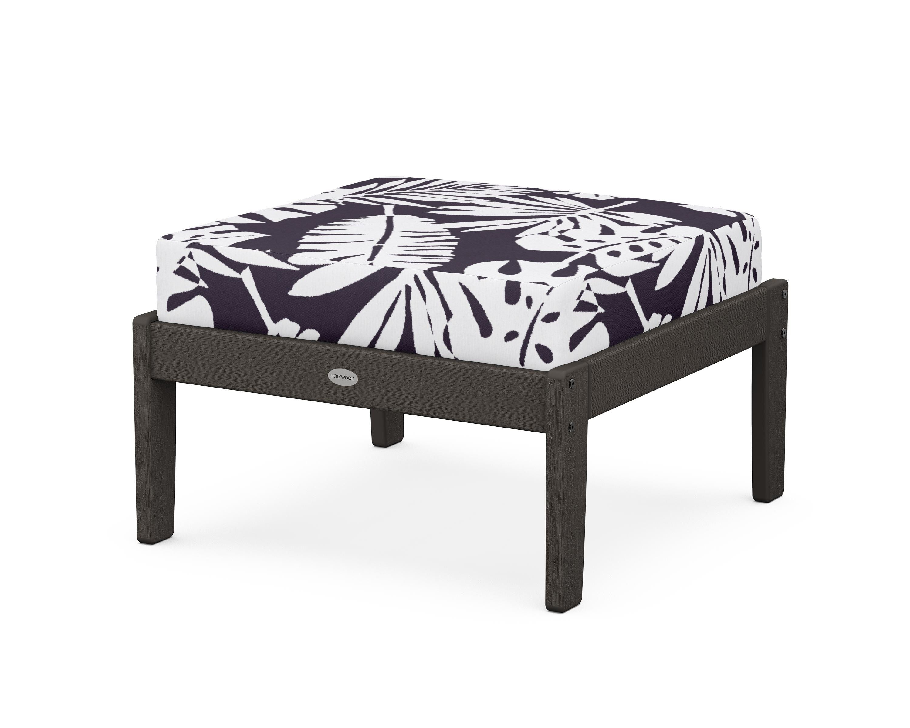 POLYWOOD® Braxton Deep Seating Ottoman in Vintage Coffee / Leaf Navy