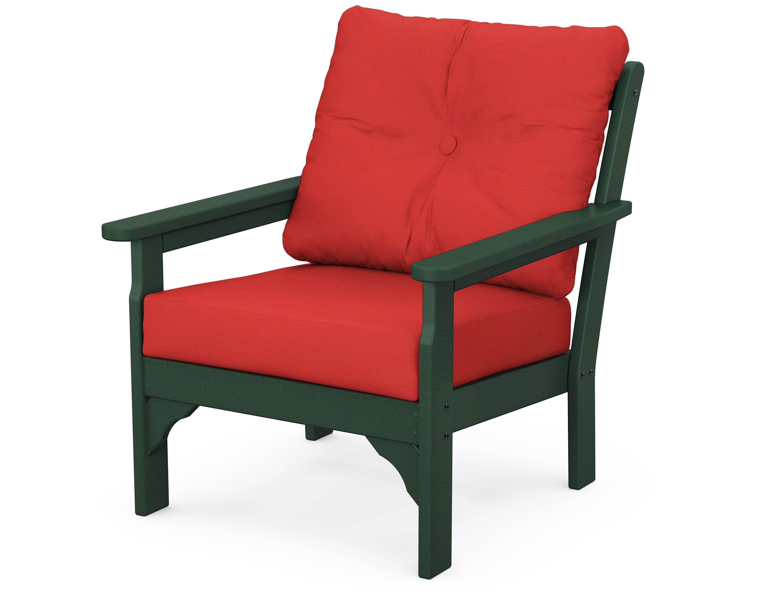 POLYWOOD® Vineyard Deep Seating Chair in Green / Crimson Linen