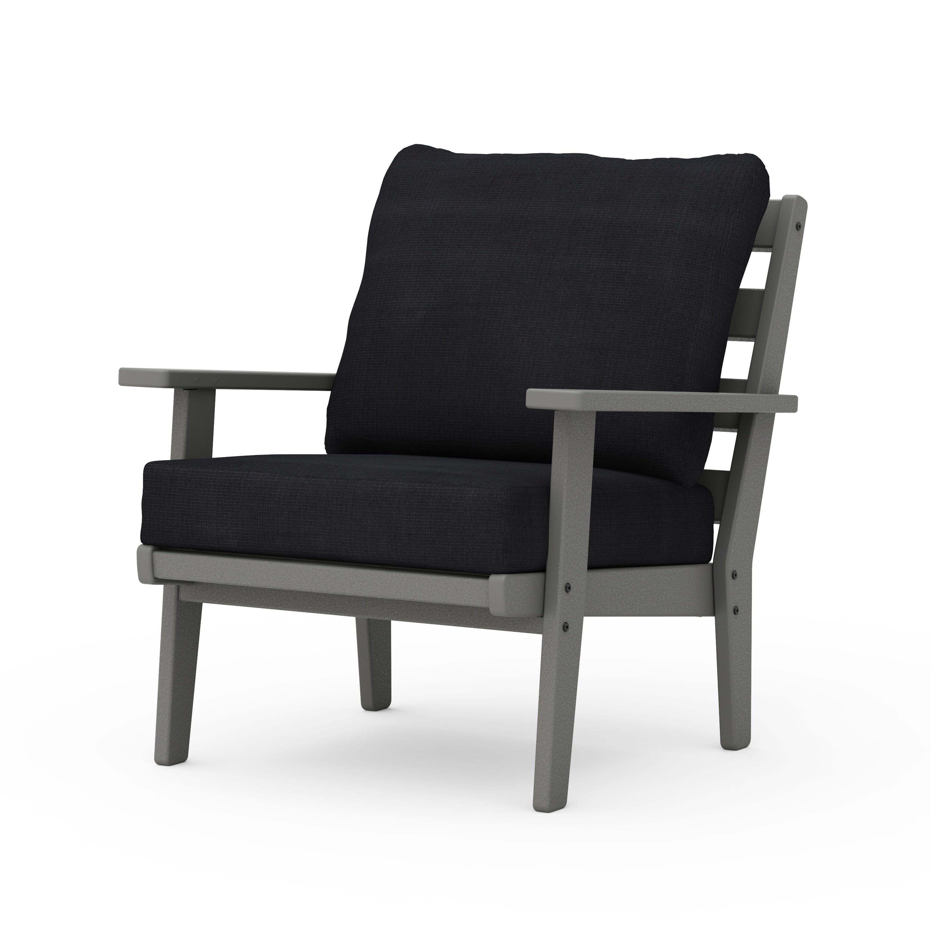 POLYWOOD® Grant Park Deep Seating Chair in Slate Grey / Midnight Linen