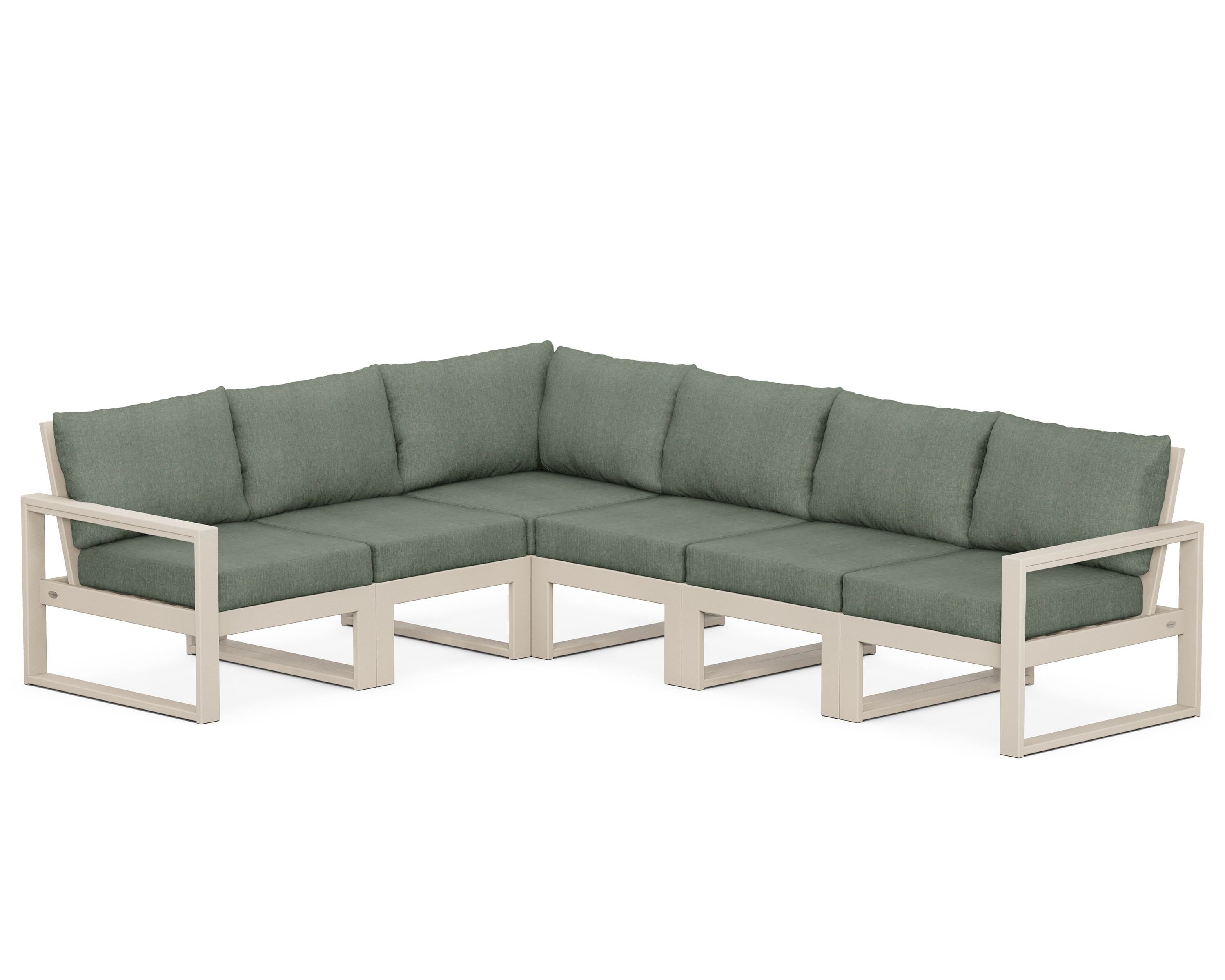 POLYWOOD® EDGE 6-Piece Modular Deep Seating Set in Sand / Cast Sage