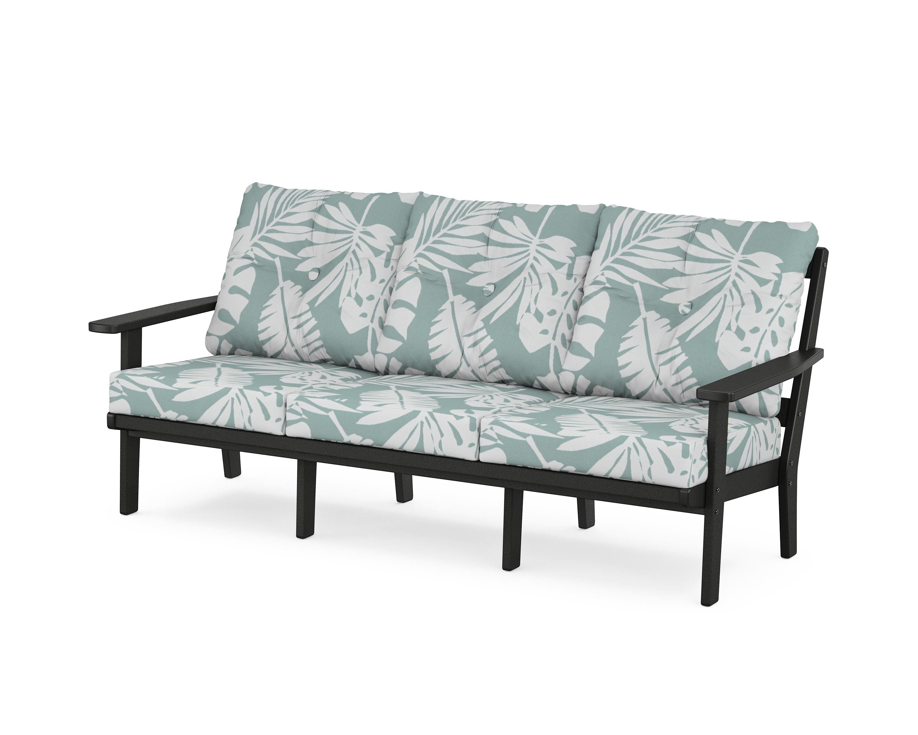POLYWOOD® Prairie Deep Seating Sofa in Black / Leaf Glacier Spa