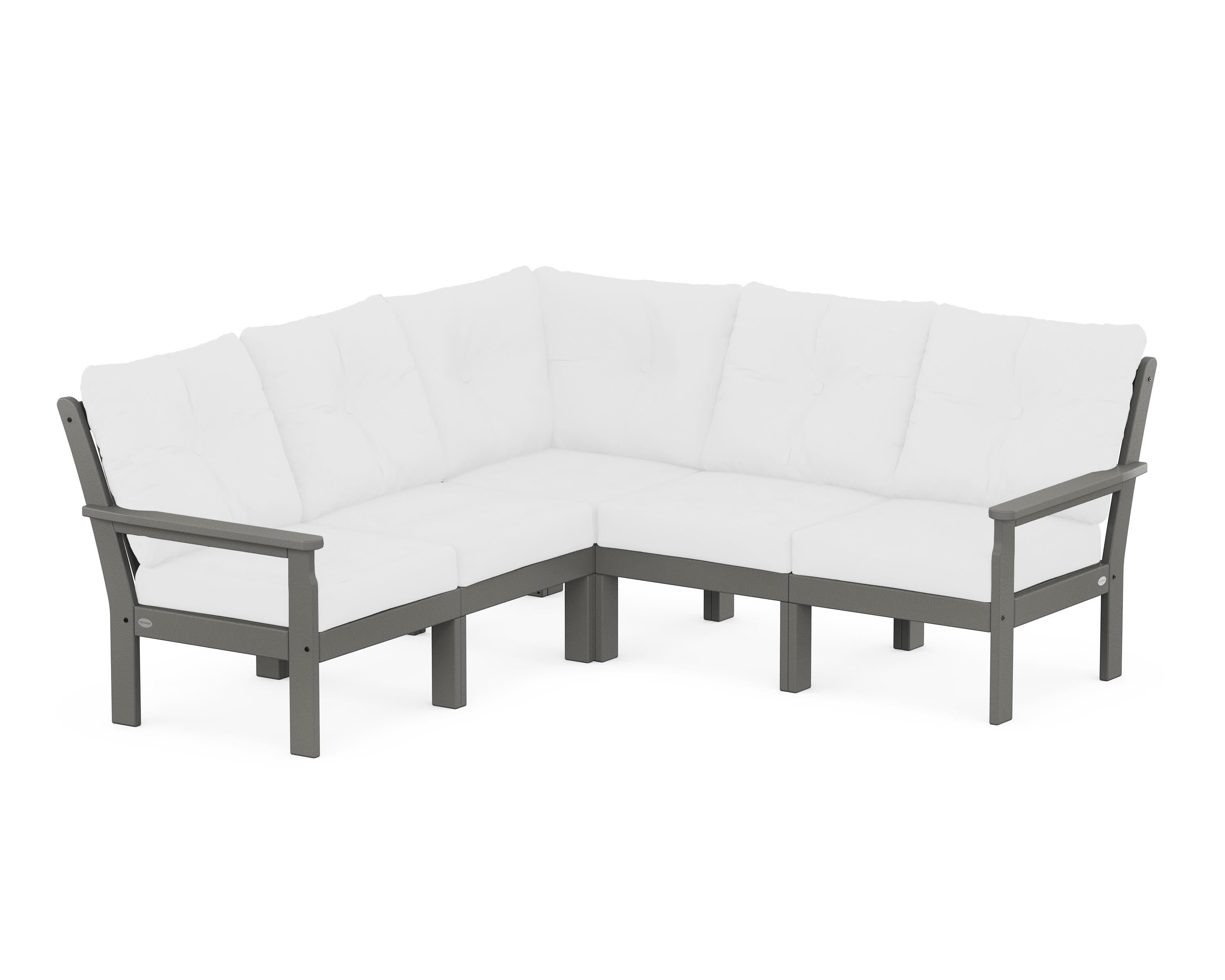 POLYWOOD® Vineyard 5-Piece Sectional in Slate Grey / Natural