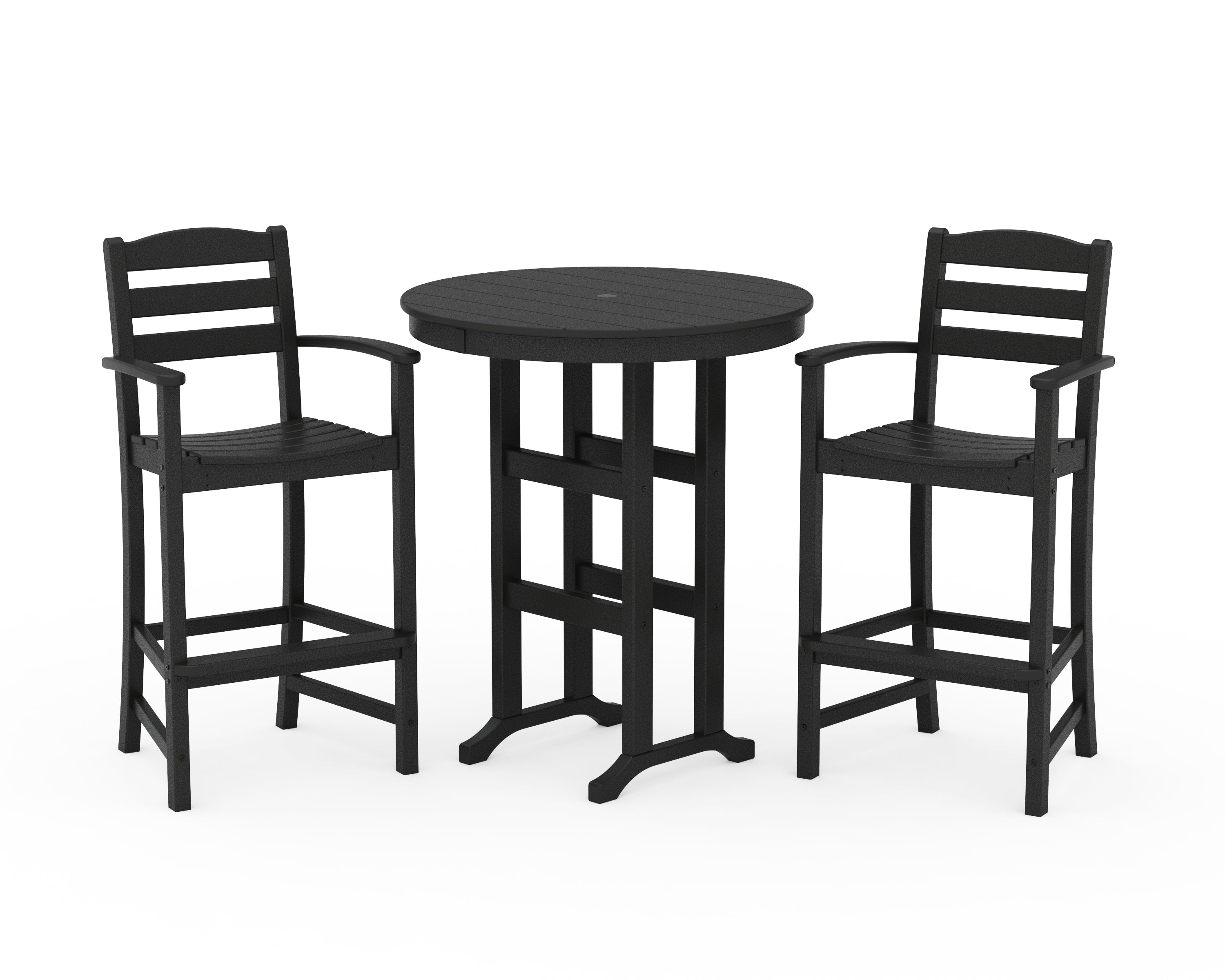 POLYWOOD® La Casa Café 3-Piece Round Farmhouse Bar Set in Black