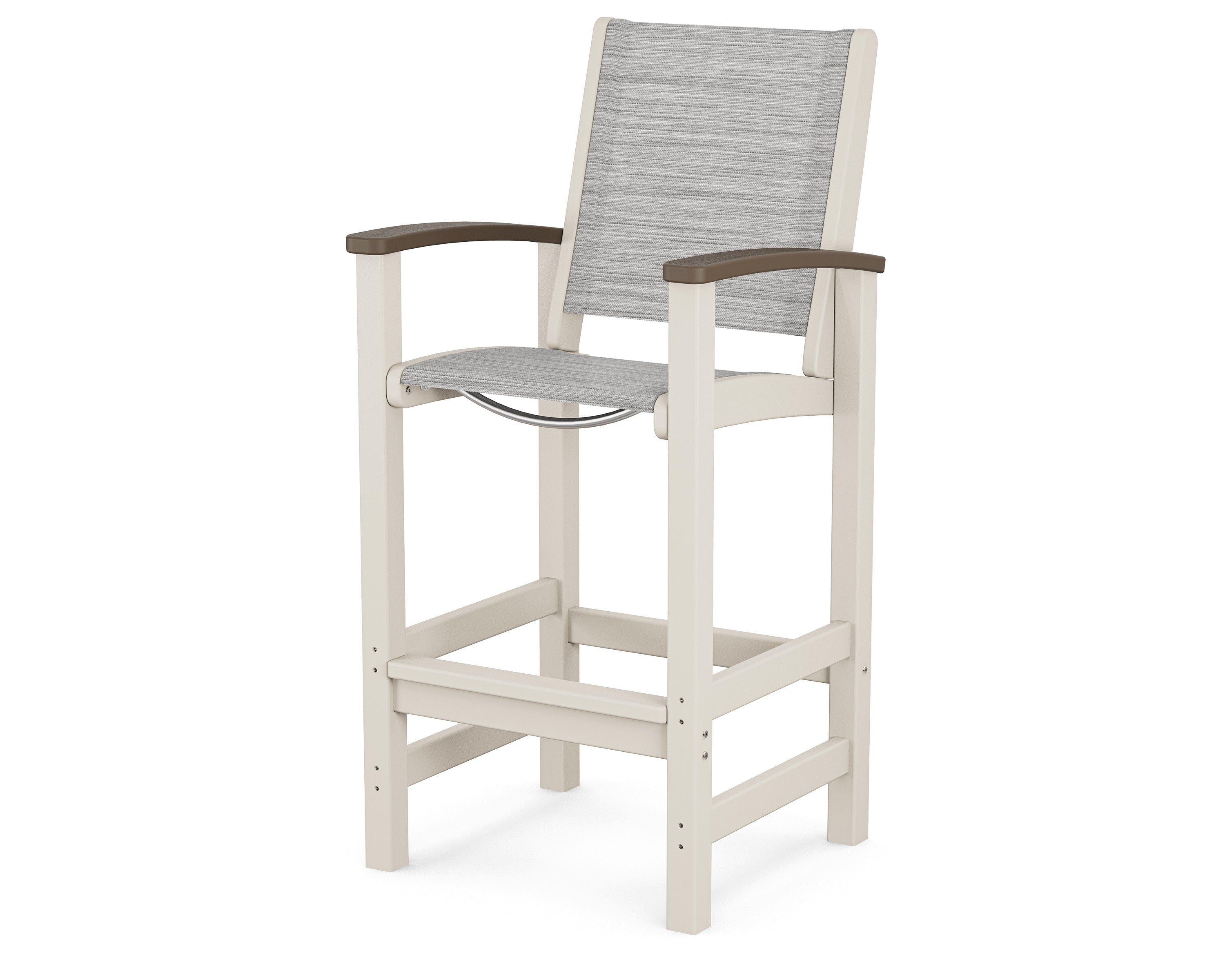 POLYWOOD® Coastal Bar Chair in Sand / Kona / Metallic Sling