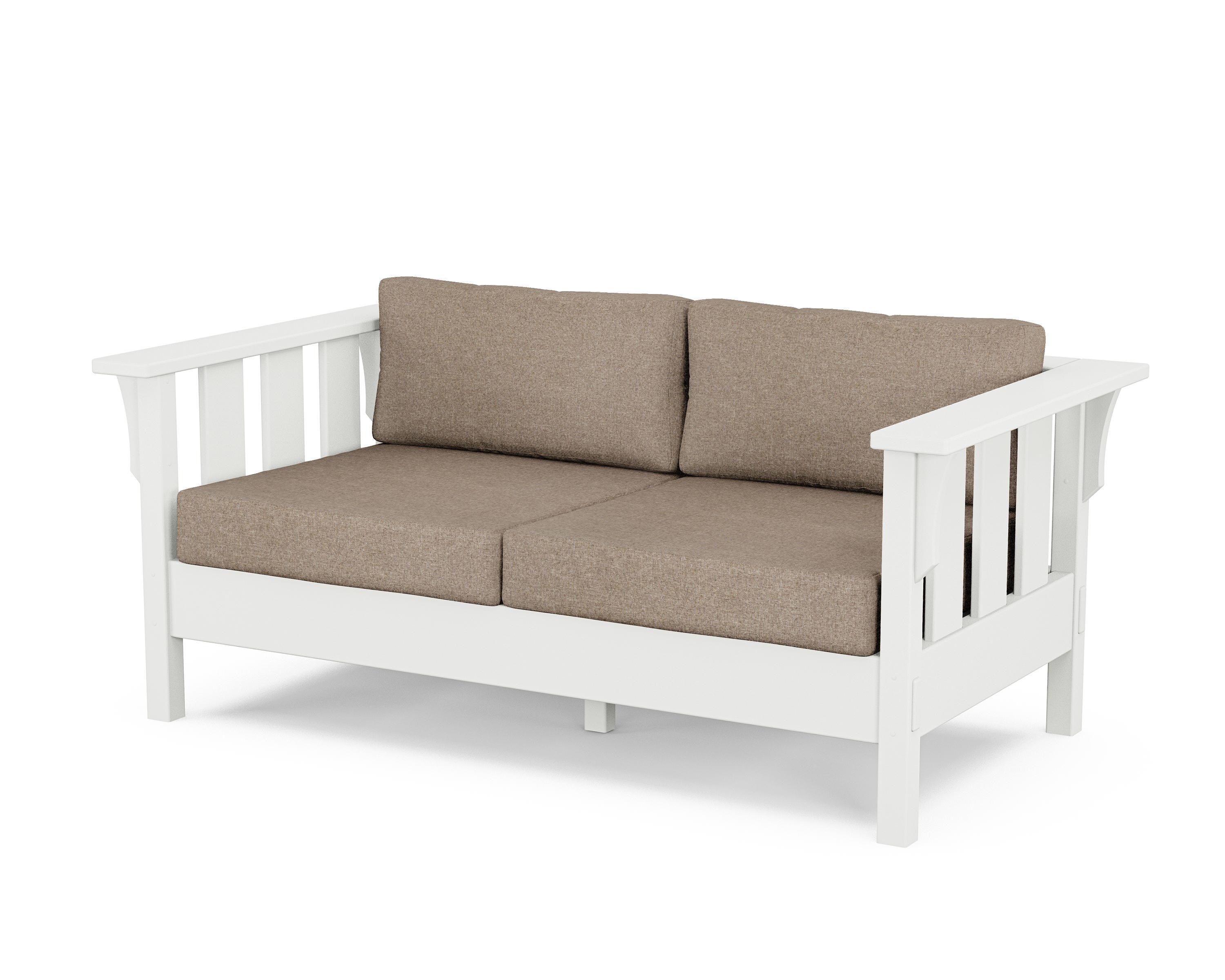 Martha Stewart by POLYWOOD® Acadia Deep Seating Loveseat in White / Spiced Burlap