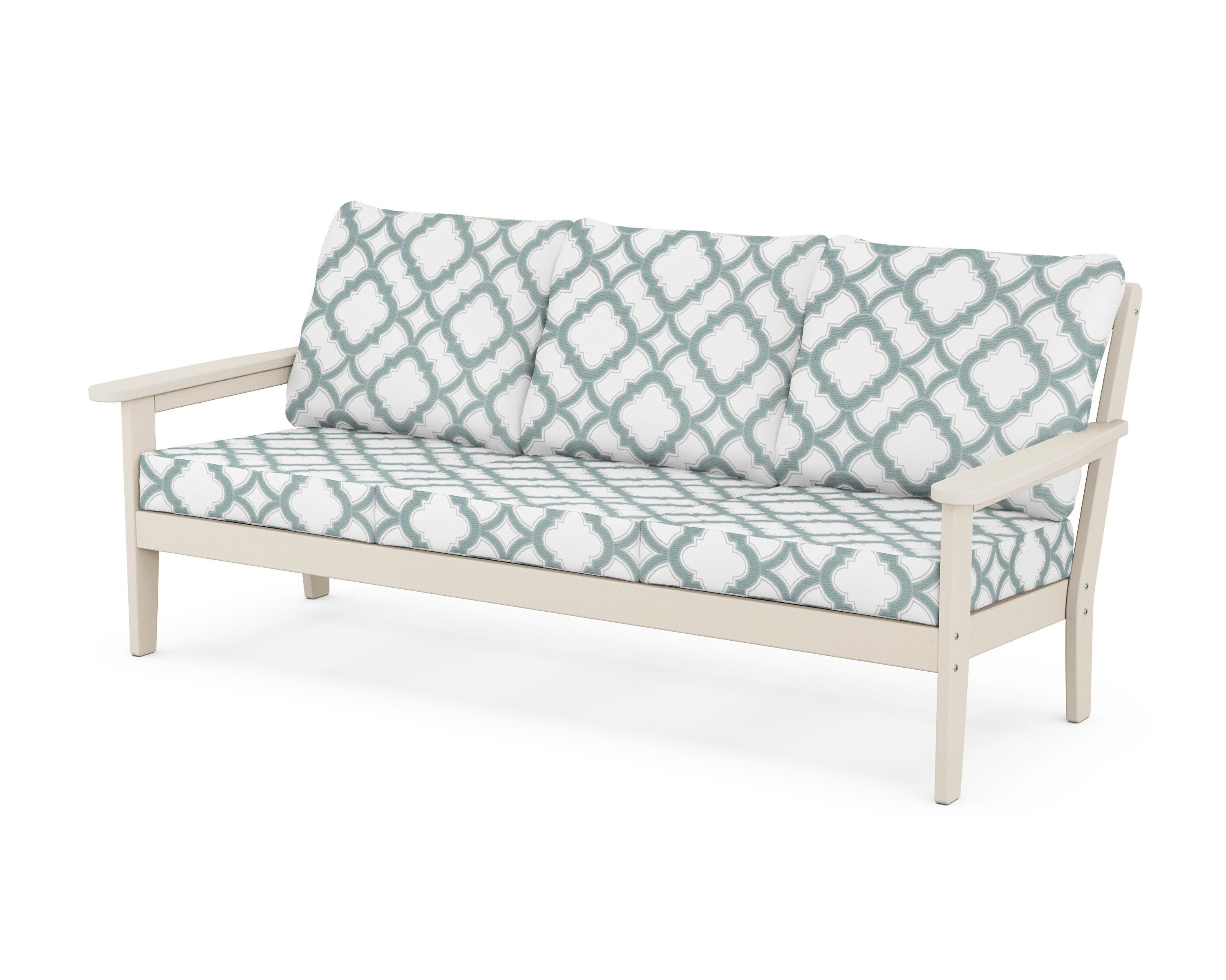 Country Living Cottage Deep Seating Sofa in Sand / Trellis Glacier Spa