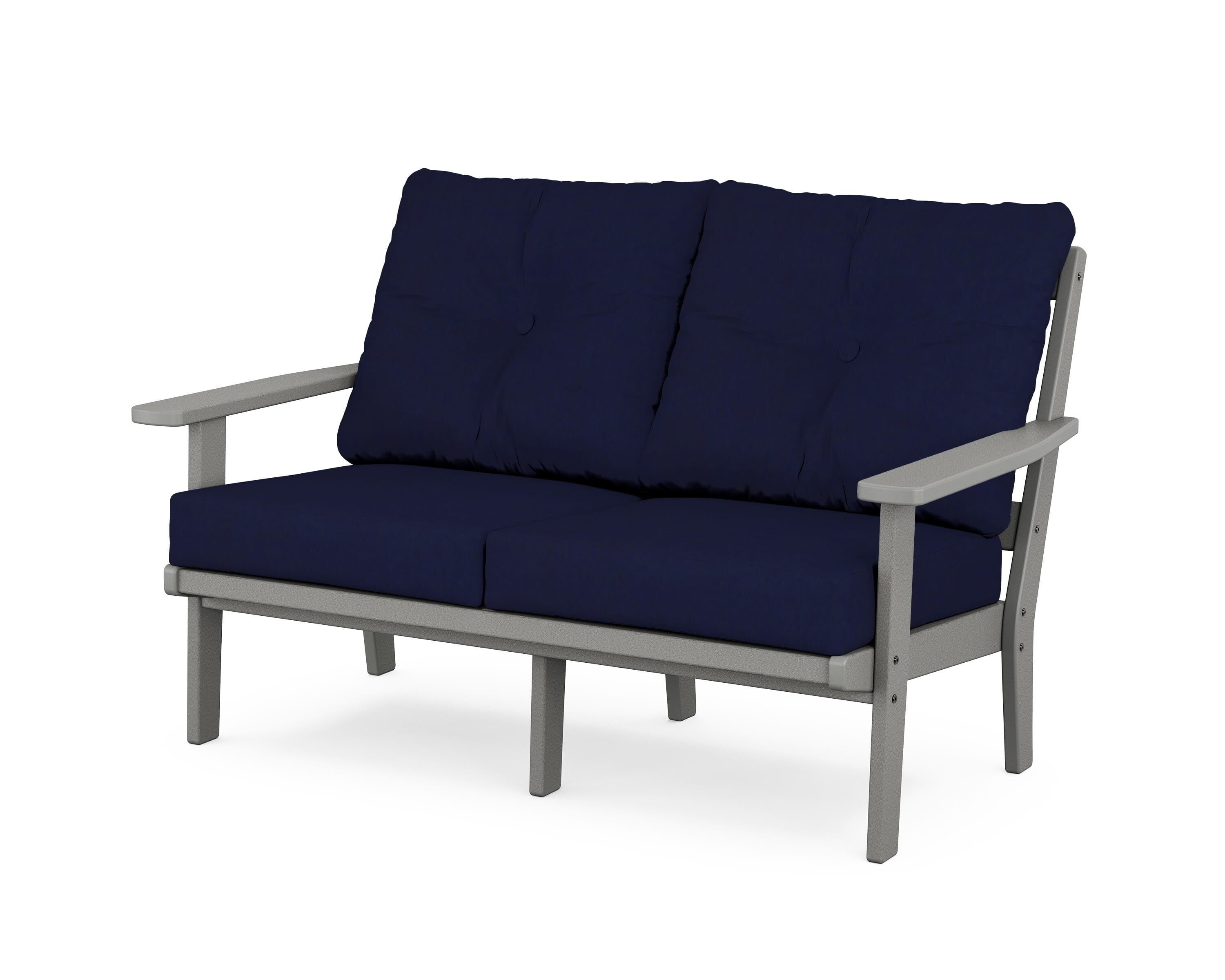 POLYWOOD® Oxford Deep Seating Loveseat in Slate Grey / Navy