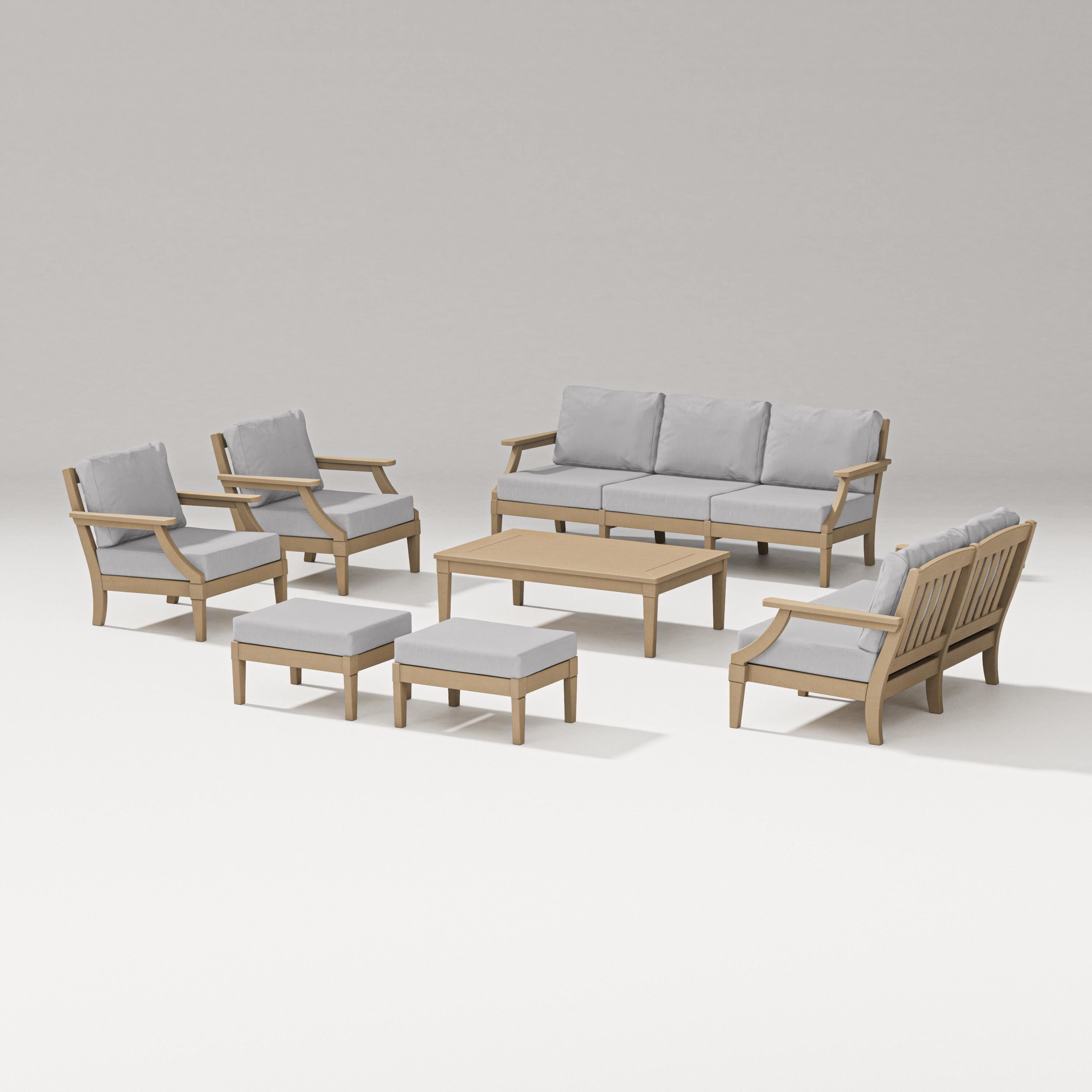 PW Designer Series Estate 7-Piece Lounge Sofa Set in Vintage Sahara / Granite