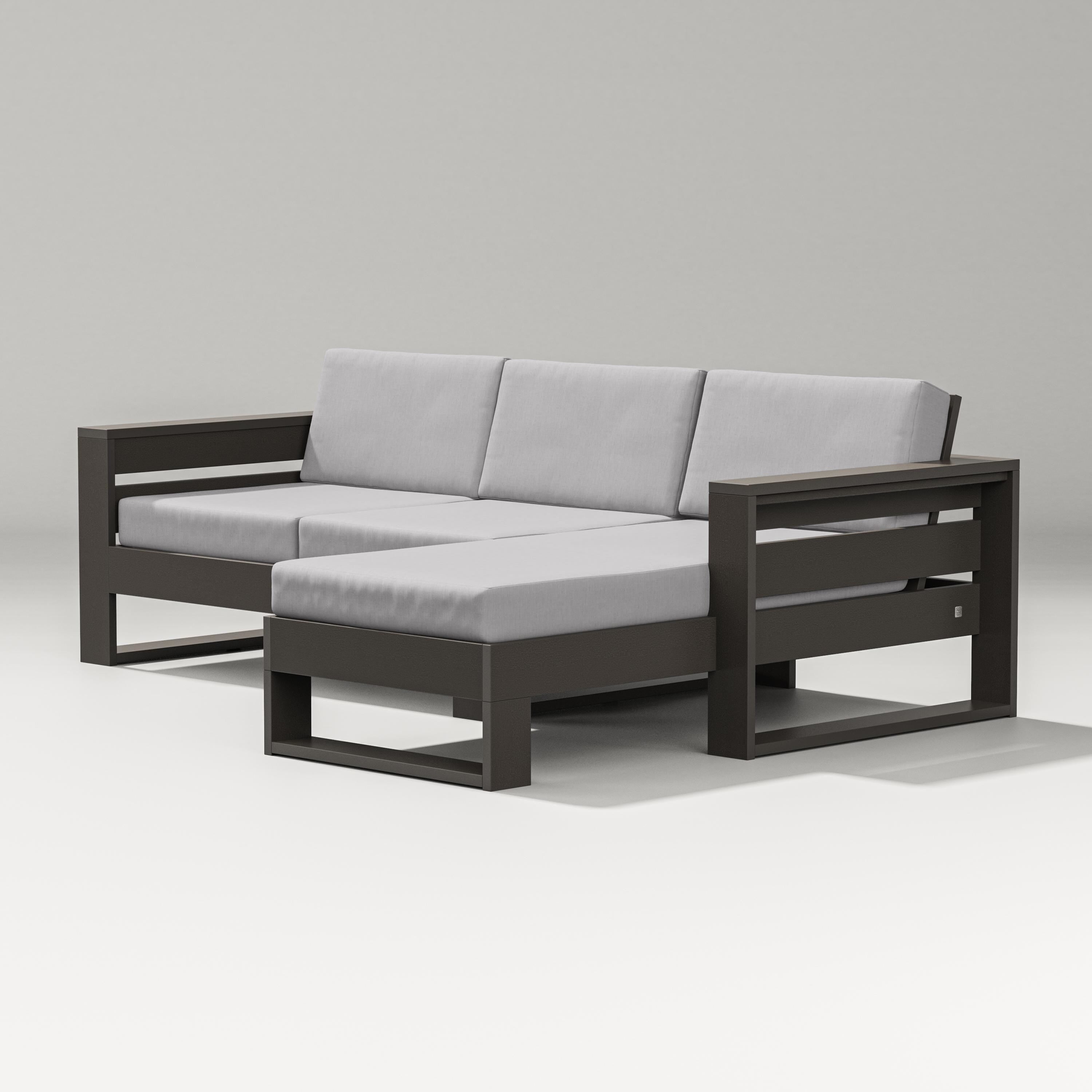 PW Designer Series Latitude Right Chaise Sectional in Vintage Coffee / Granite