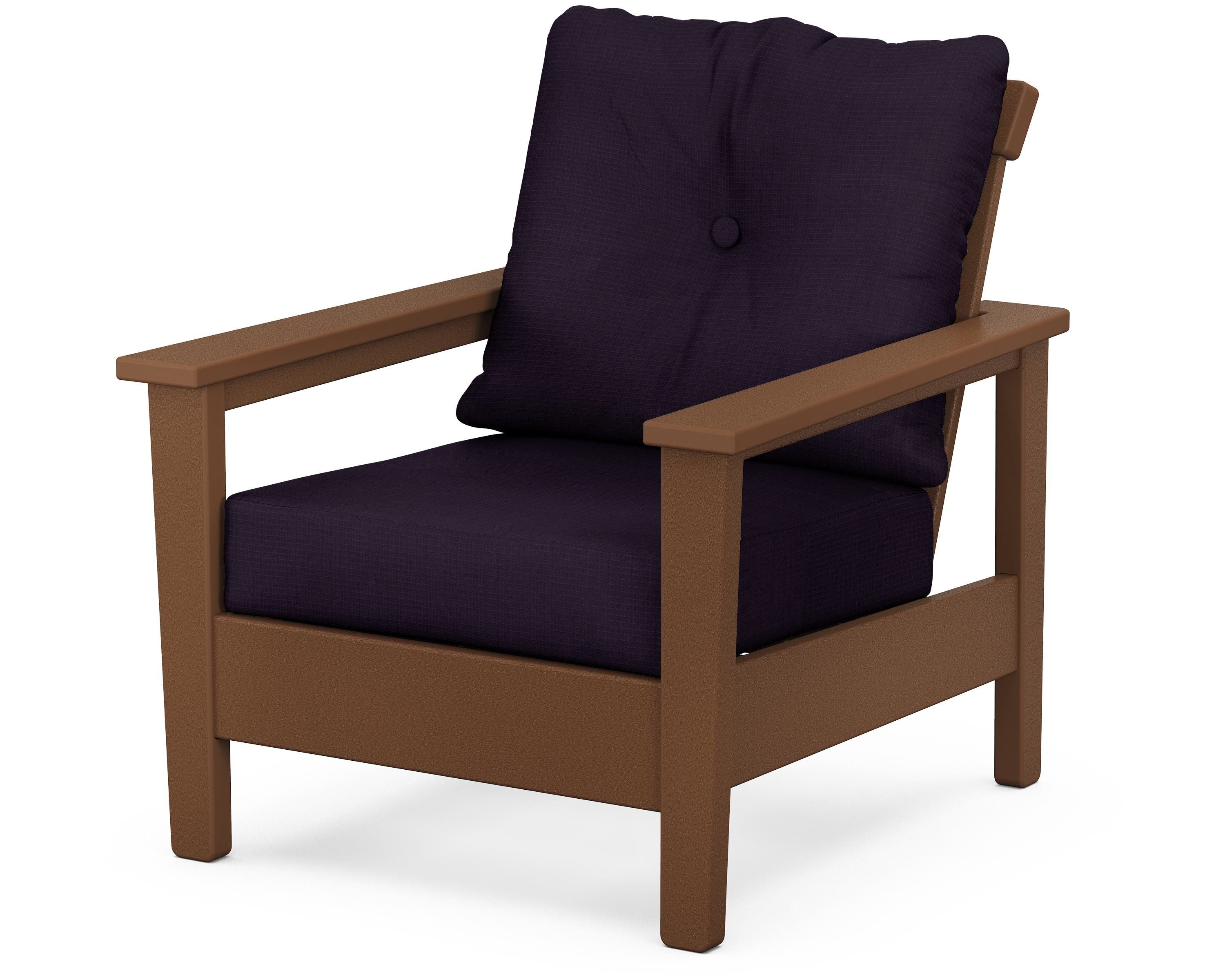 POLYWOOD® Prescott Deep Seating Chair in Teak / Navy Linen