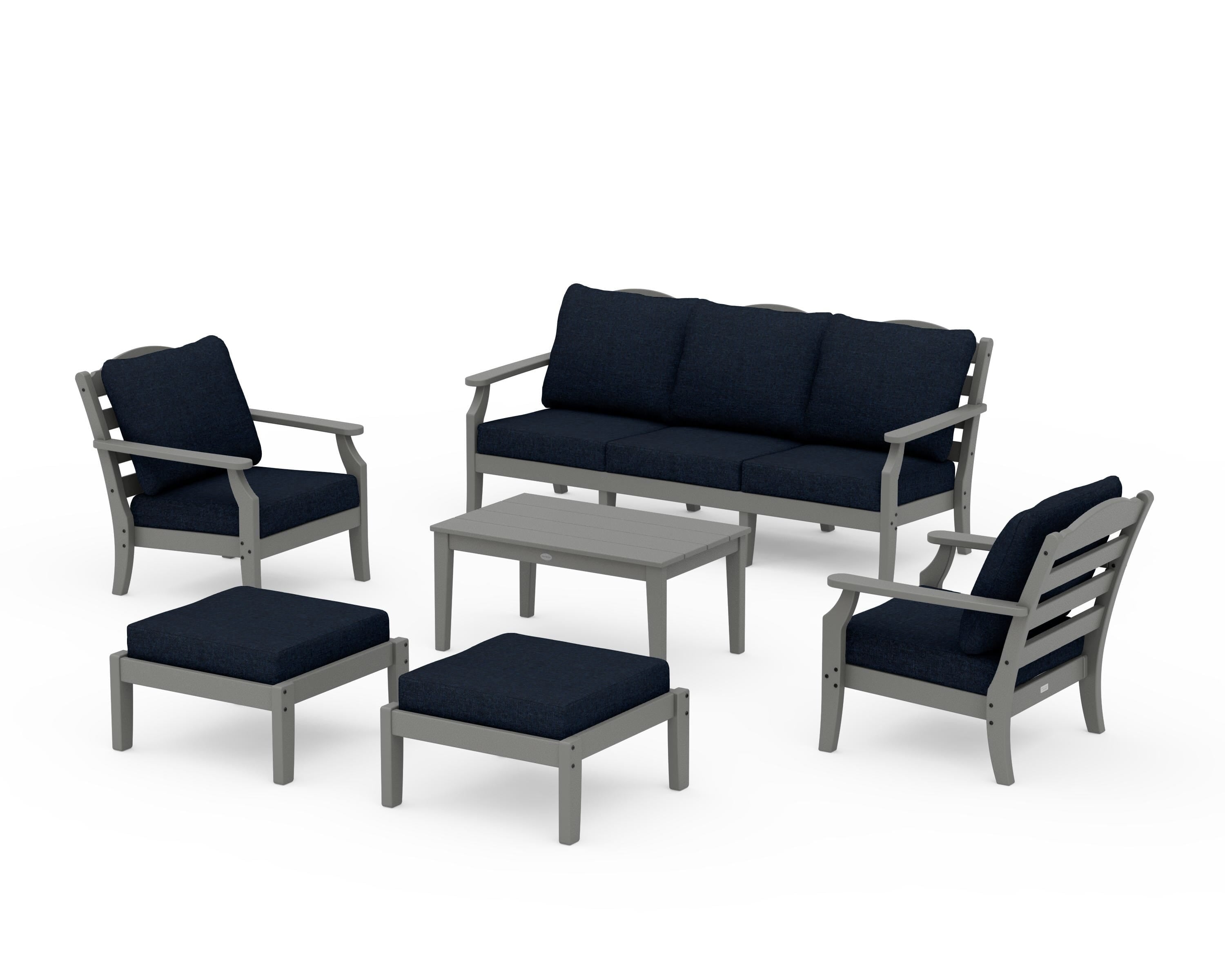 Draper James™ by POLYWOOD® Savannah 6-Piece Lounge Sofa Set in Slate Grey / Marine Indigo