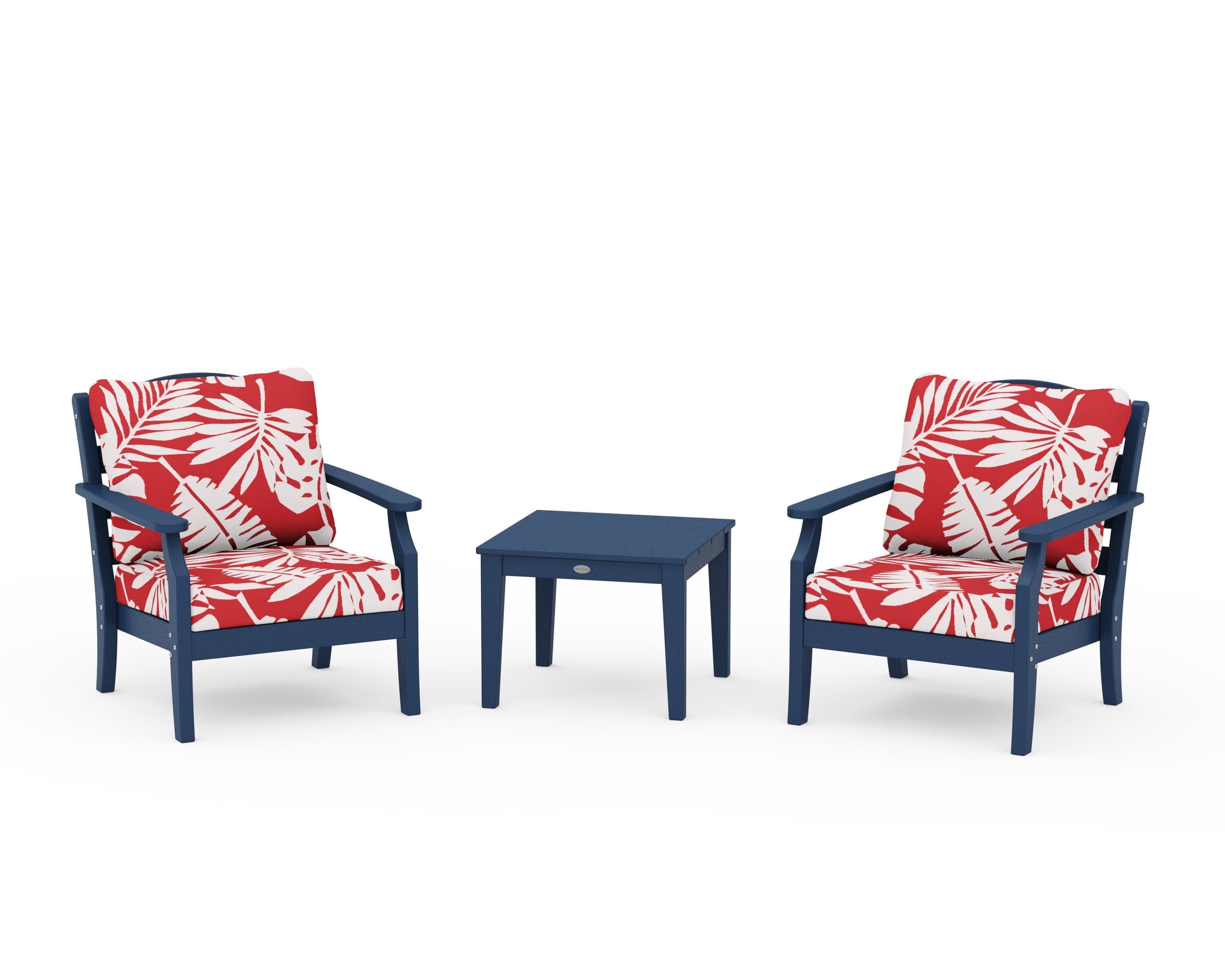 Draper James™ by POLYWOOD® Savannah 3-Piece Deep Seating Set in Navy / Leaf Crimson