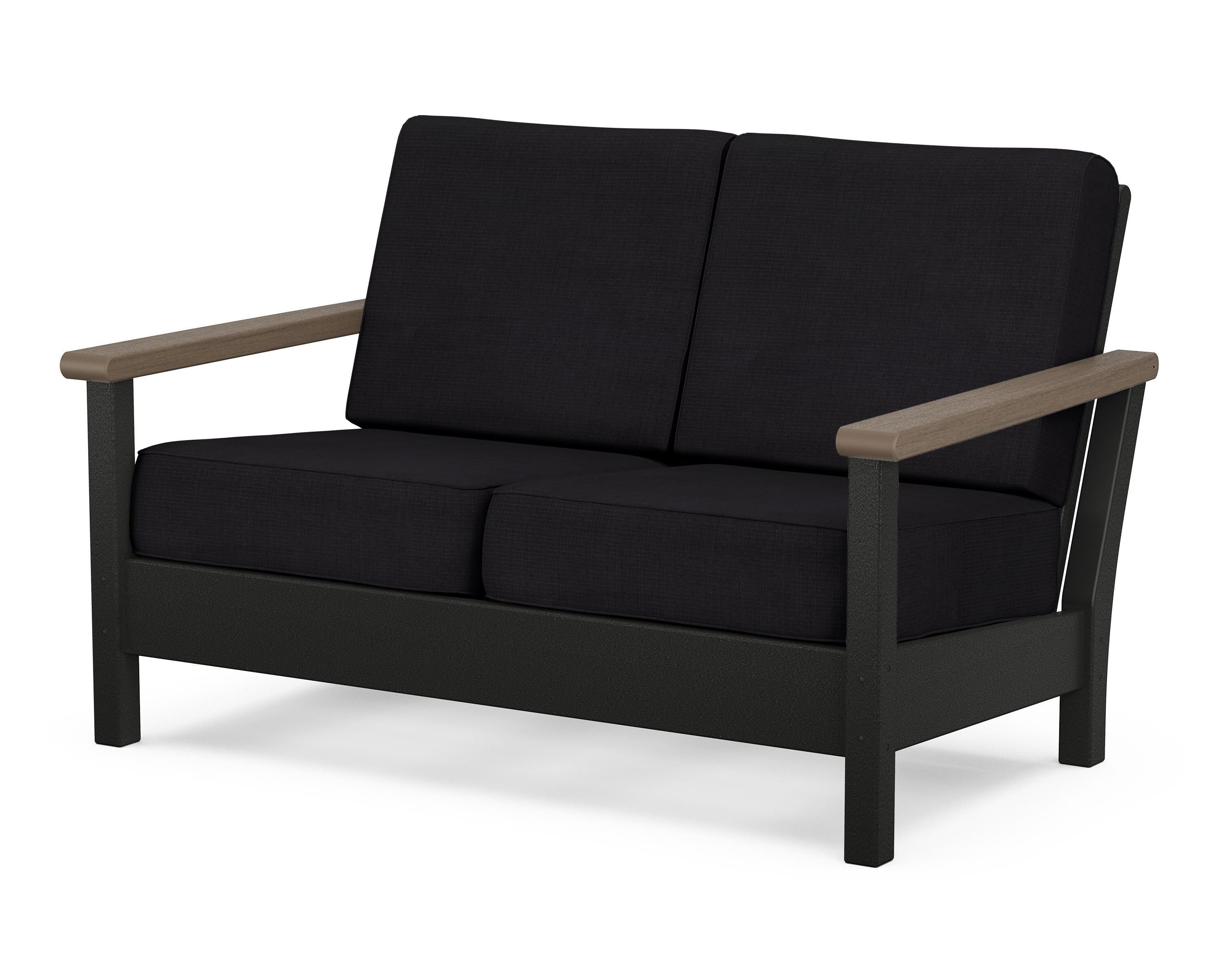 POLYWOOD® Harbour Deep Seating Loveseat in Black / Kona / Midnight Linen