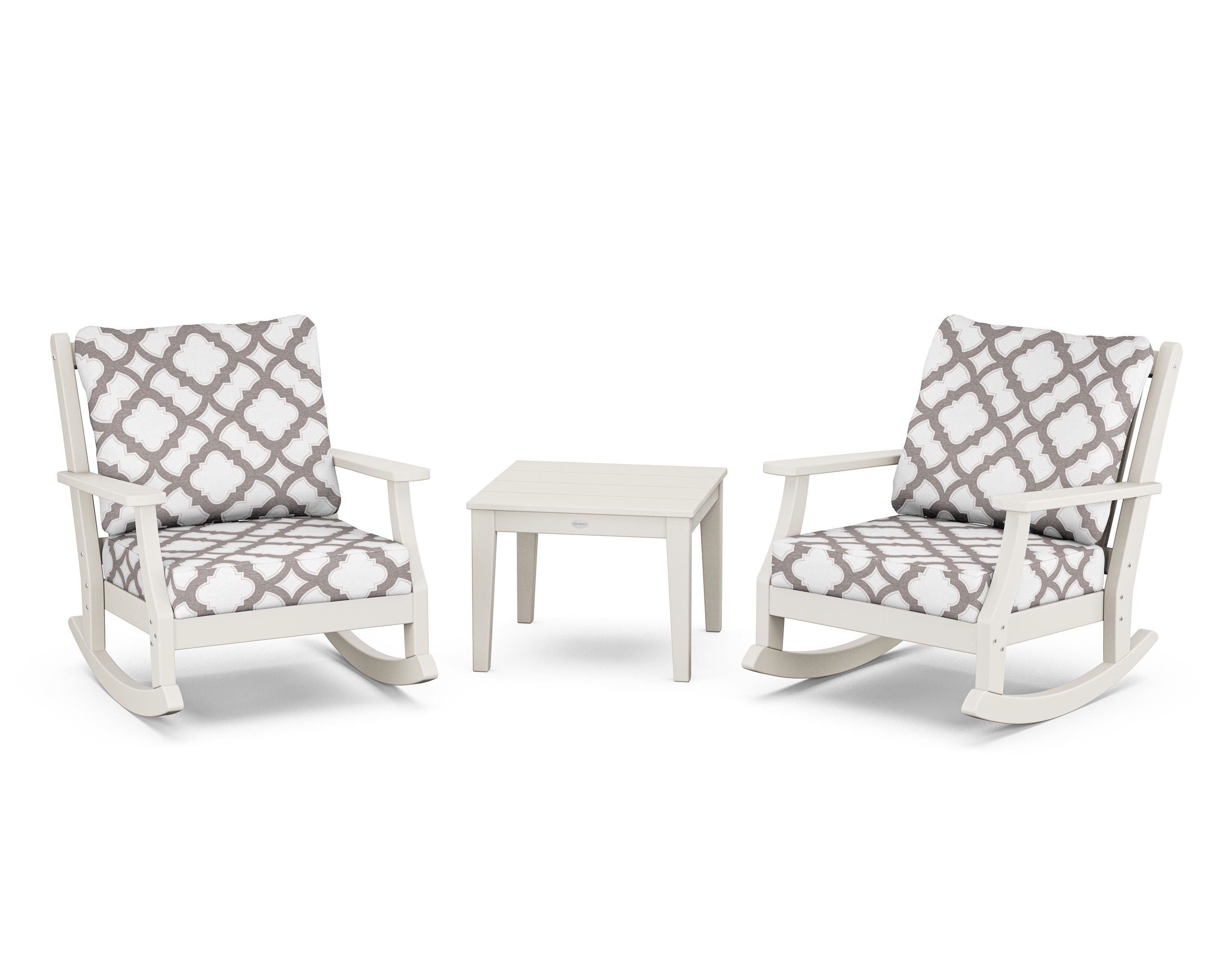 Country Living Wovendale 3-Piece Deep Seating Rocker Set in Sand / Trellis Grey Mist