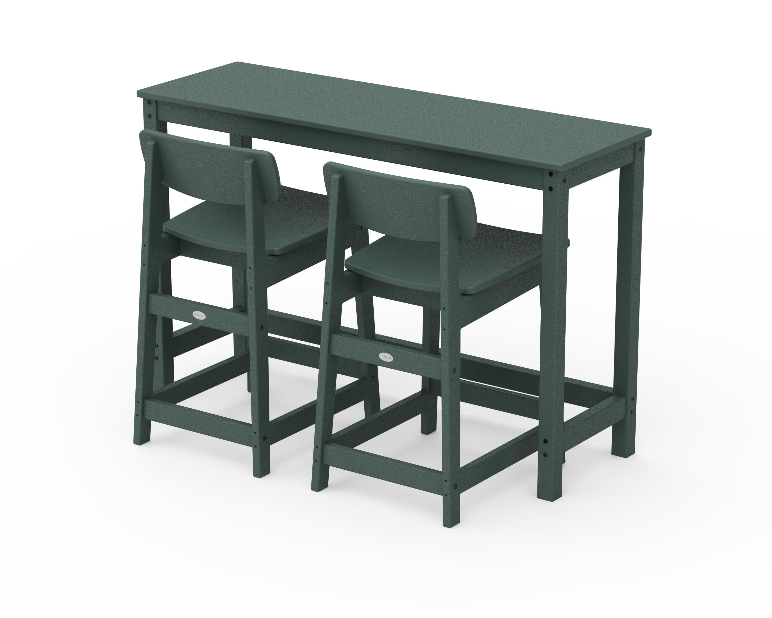 POLYWOOD® Modern Studio Urban Lowback Counter Chair 3-Piece Balcony Set in Green