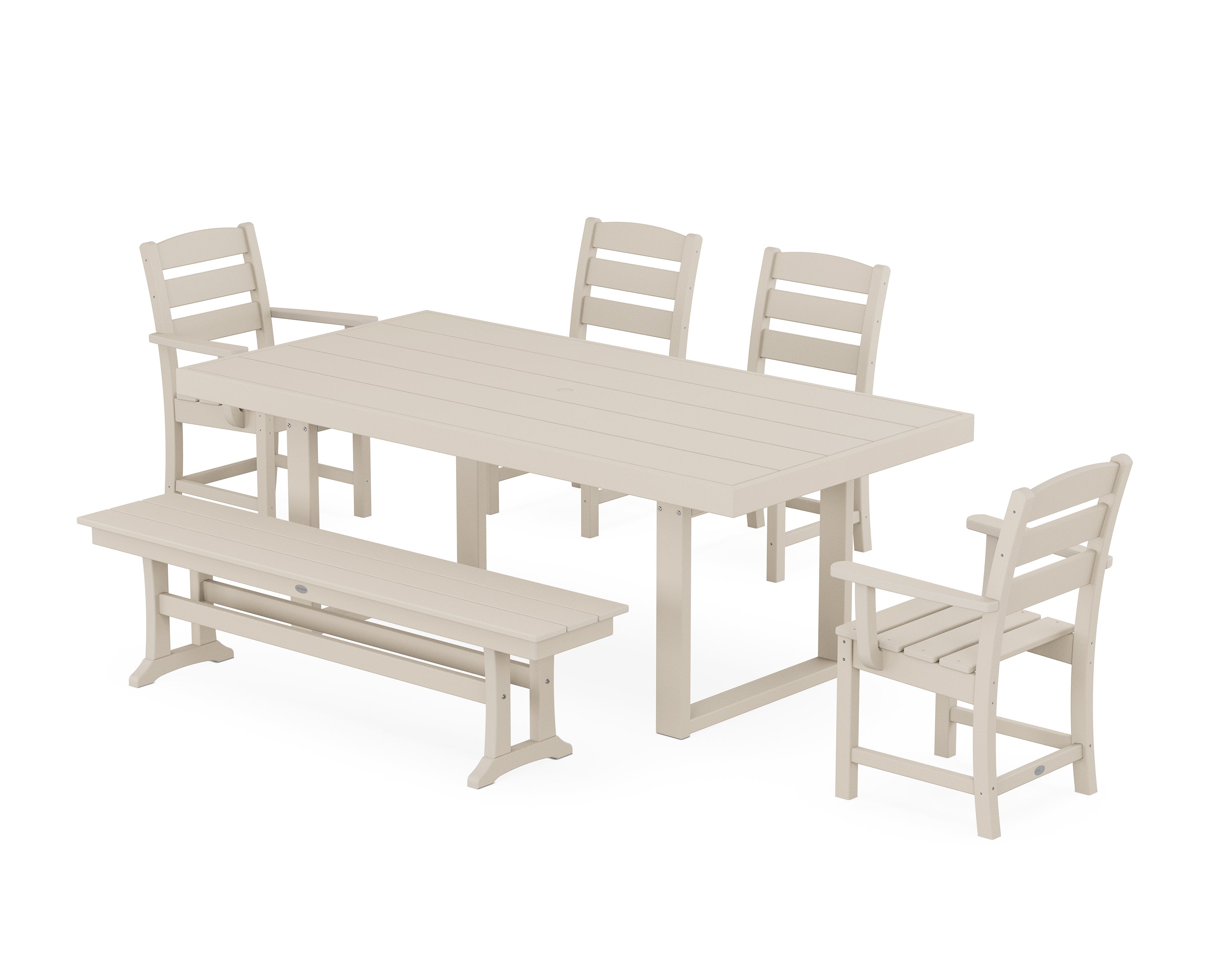 POLYWOOD® Lakeside 6-Piece Dining Set with Bench in Sand