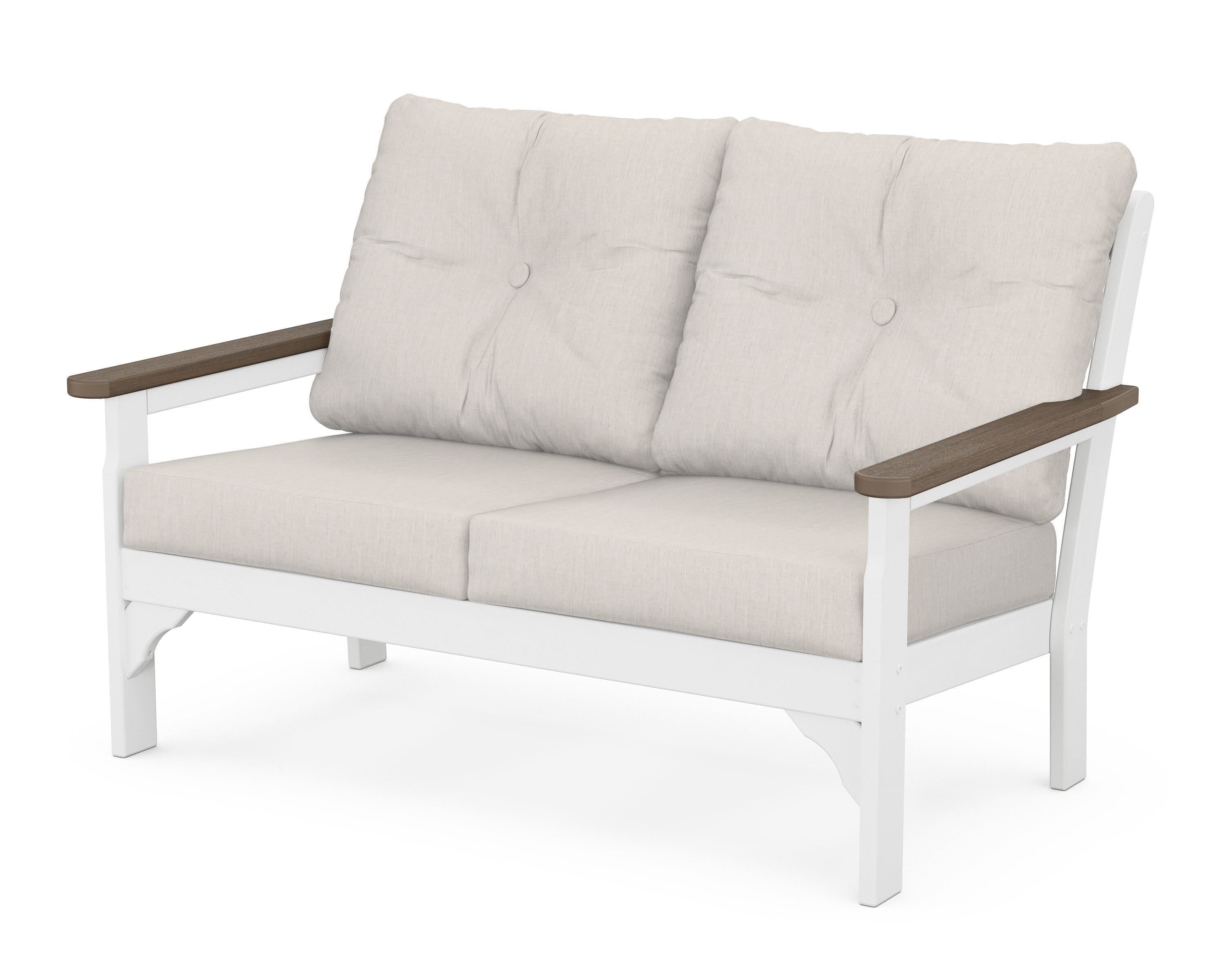 POLYWOOD® Vineyard Deep Seating Loveseat in White / Kona / Cast Ash