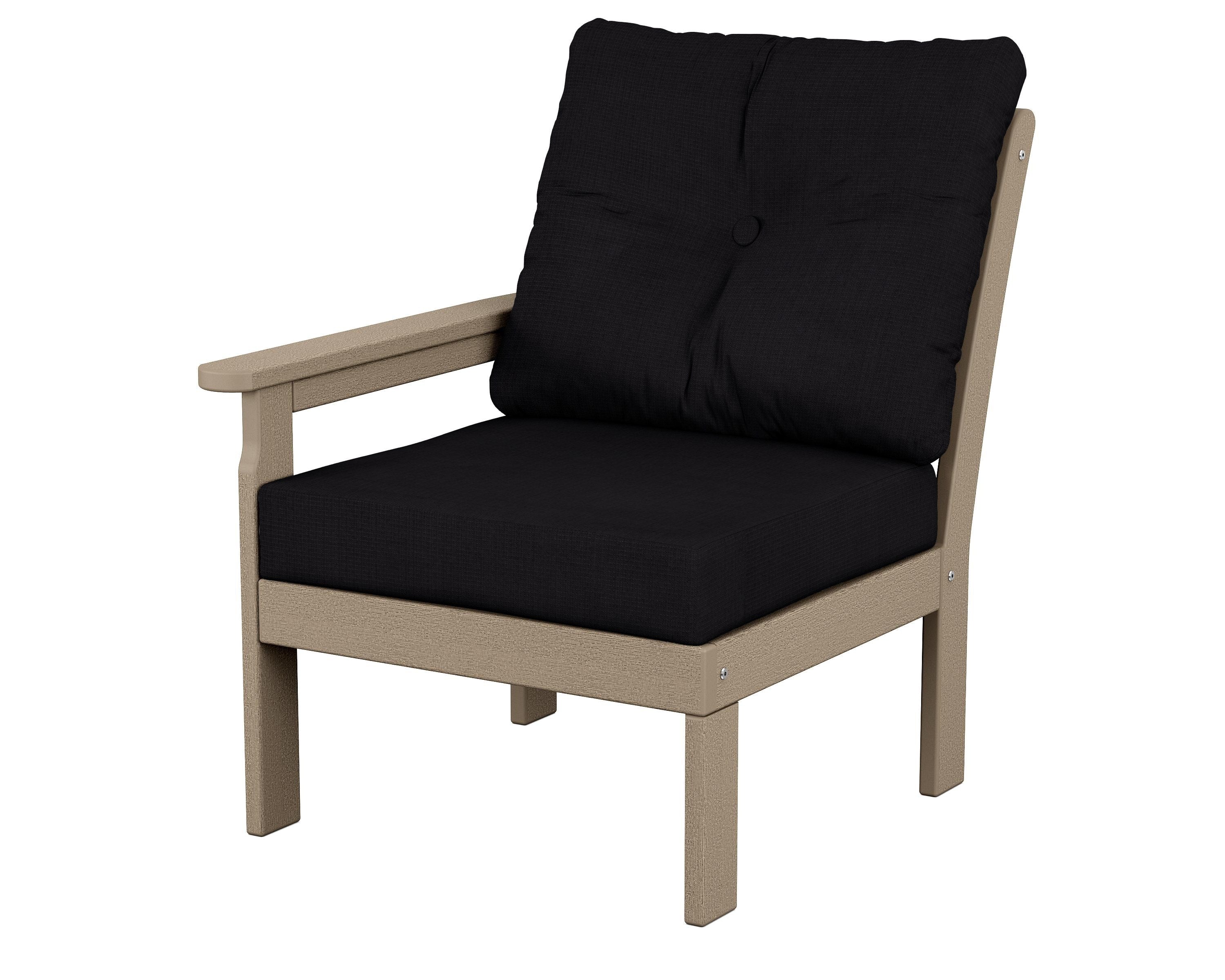 POLYWOOD® Vineyard Modular Left Arm Chair in Vintage Sahara / Midnight Linen