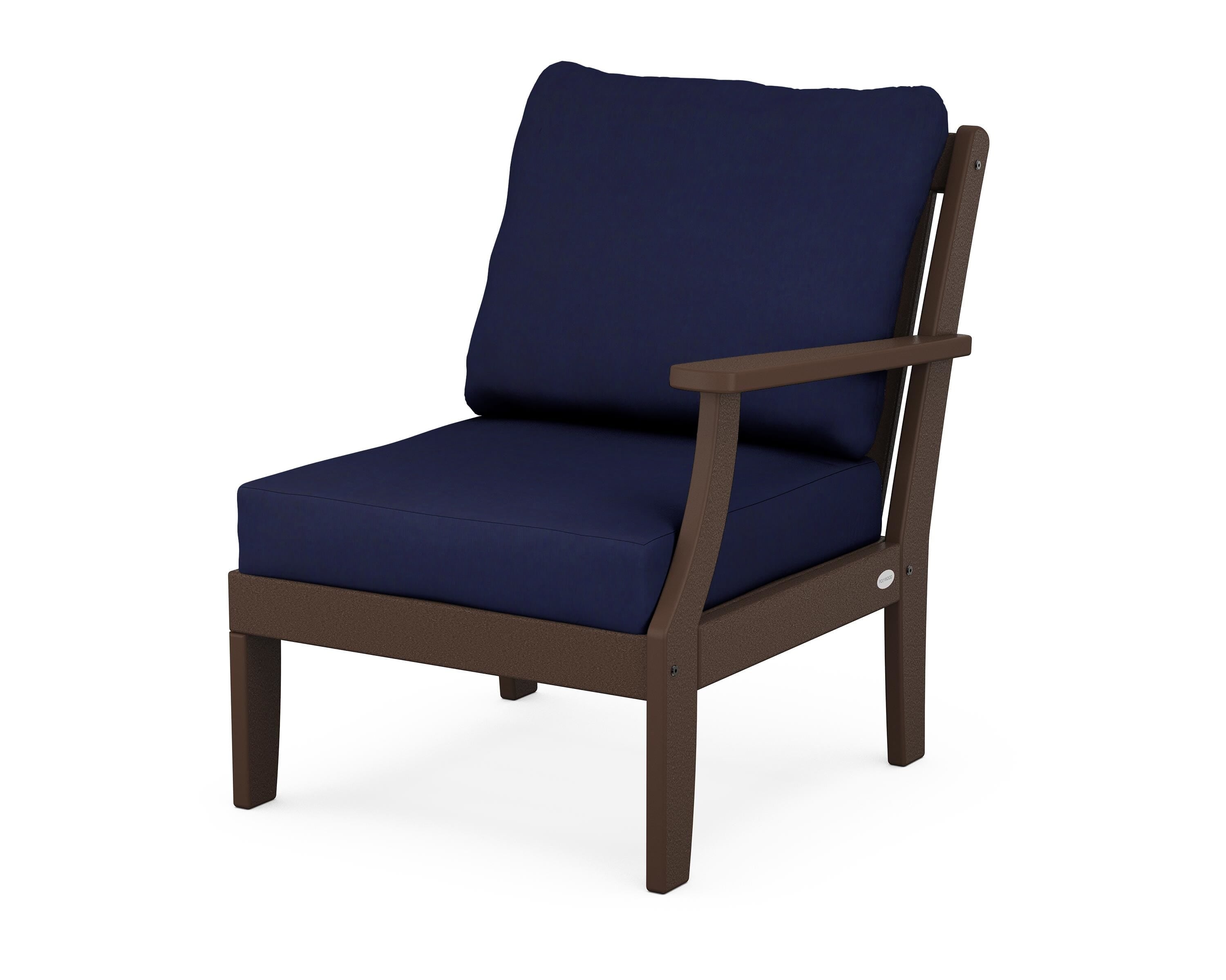 POLYWOOD® Braxton Modular Right Arm Chair in Mahogany / Navy