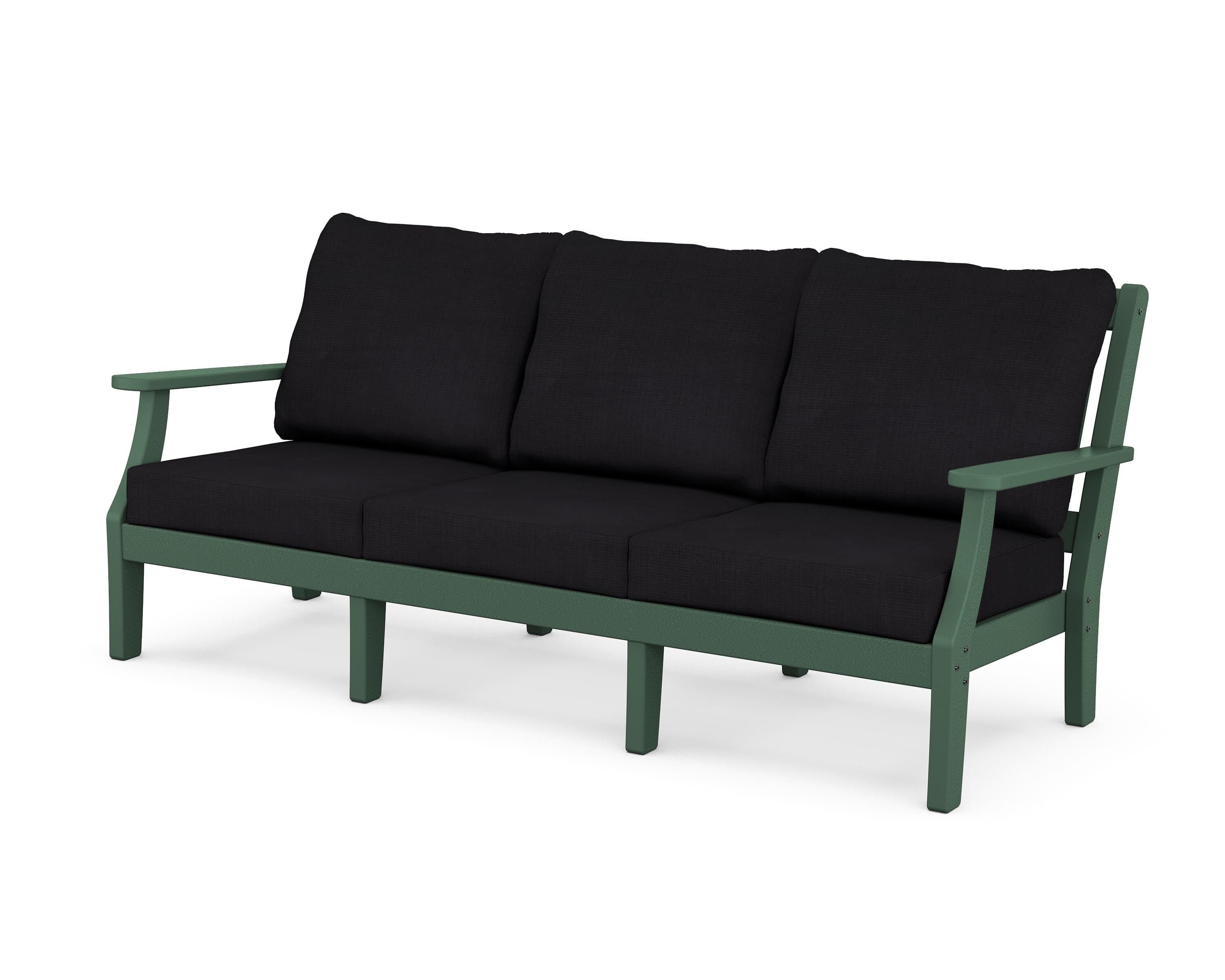 Martha Stewart by POLYWOOD® Chinoiserie Deep Seating Sofa in Green / Midnight Linen