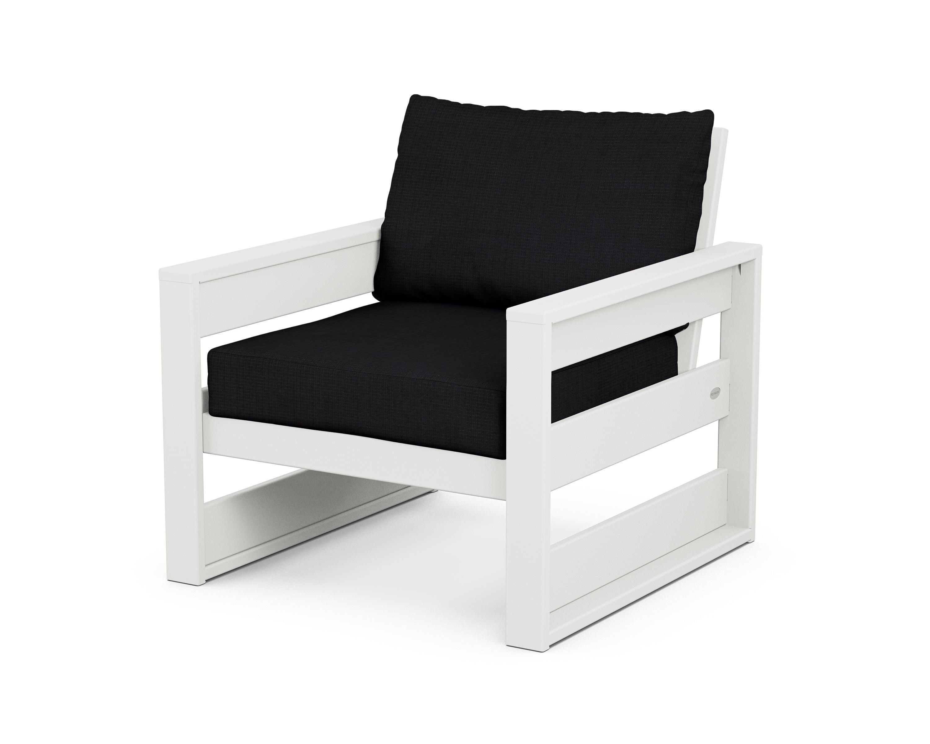 POLYWOOD® Westport Club Chair in White / Midnight Linen