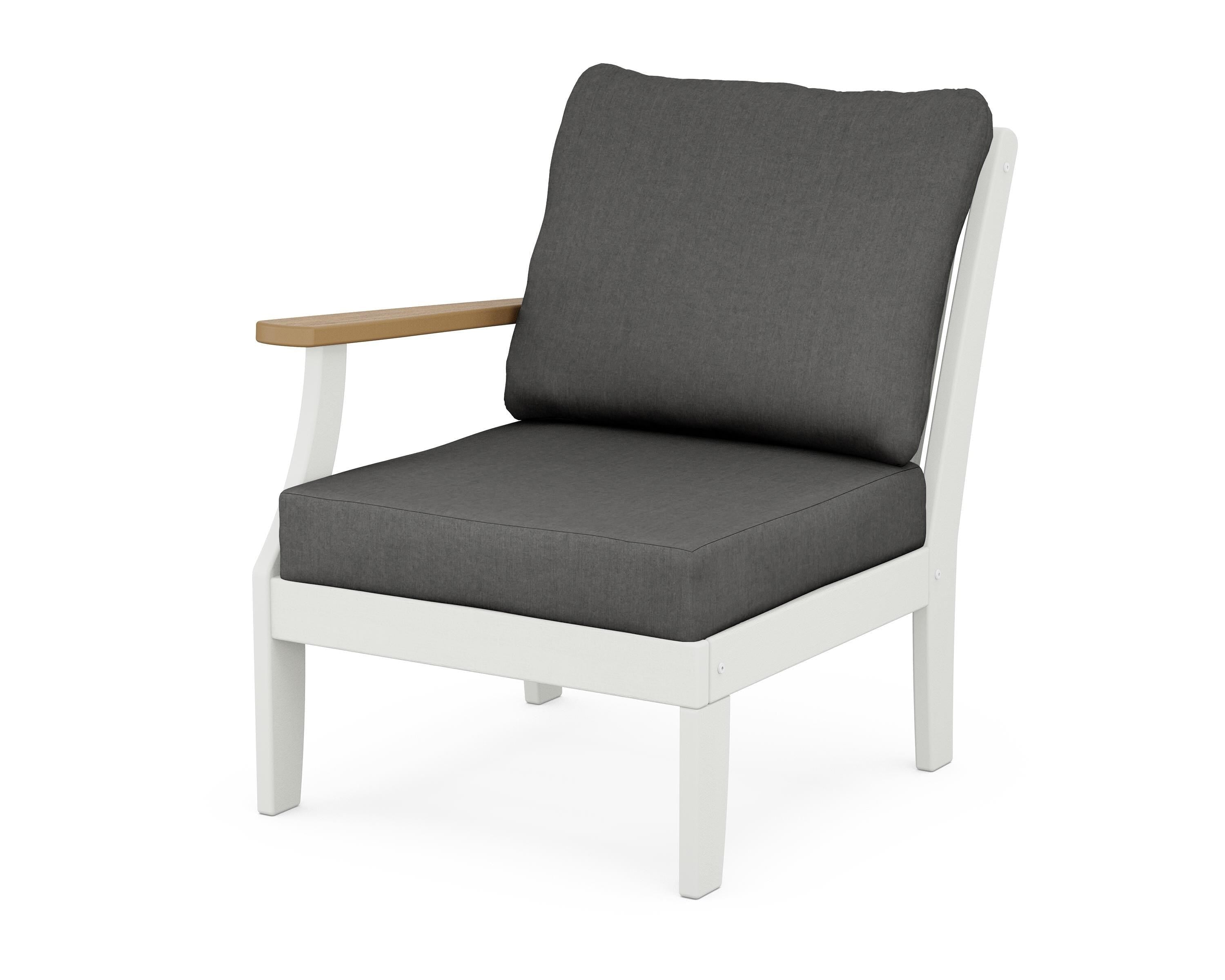 POLYWOOD® Braxton Modular Left Arm Chair in White / Natural / Spectrum Carbon