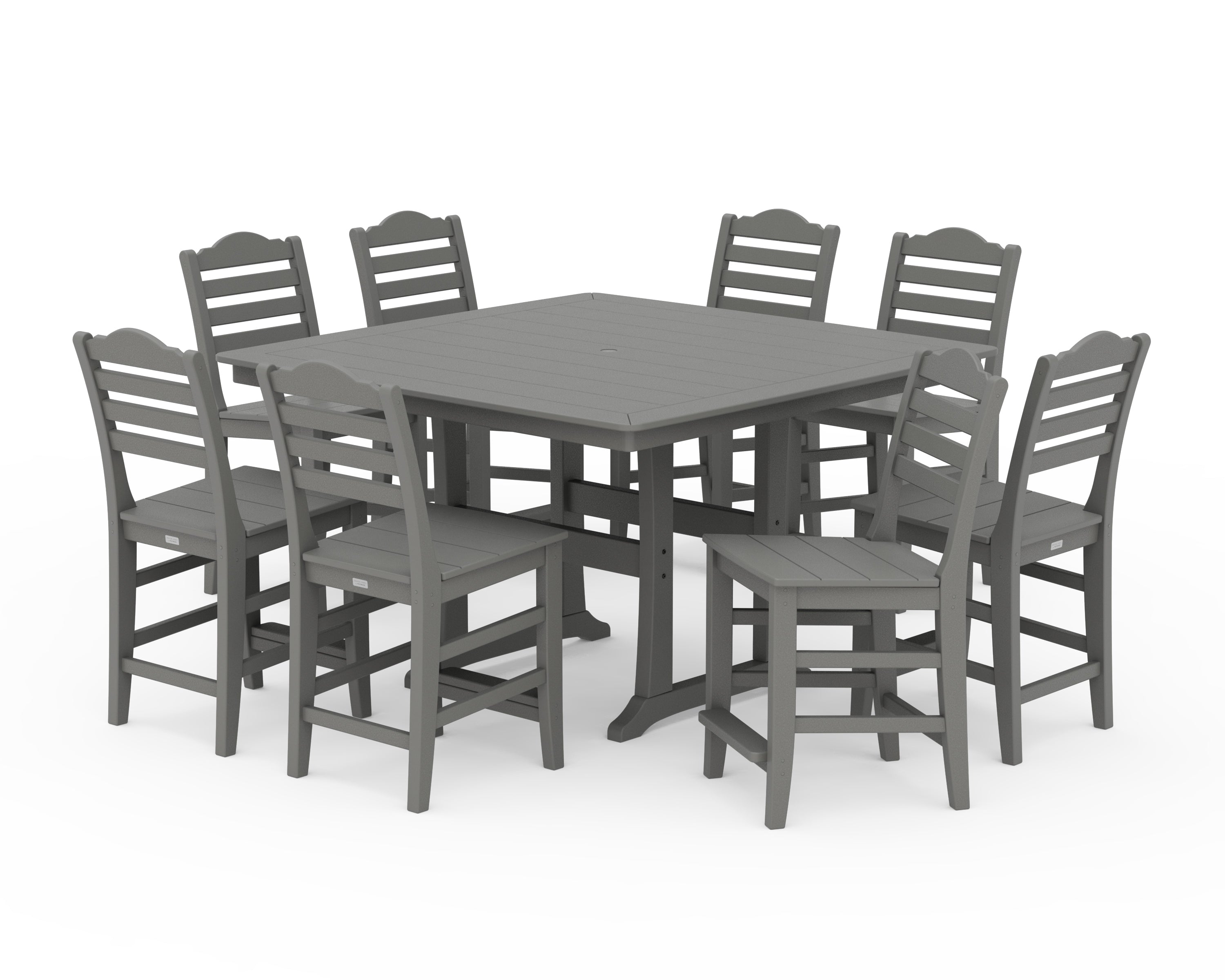 Draper James™ by POLYWOOD® Savannah Side Chair 9-Piece Square Counter Set with Trestle Legs in Slate Grey