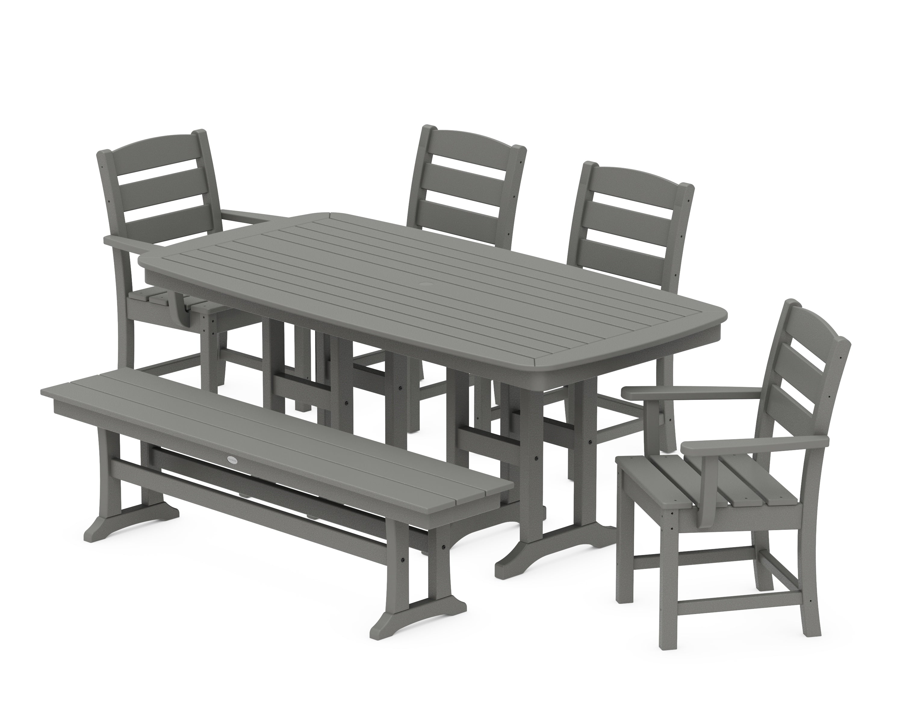 POLYWOOD® Lakeside 6-Piece Dining Set with Bench in Slate Grey