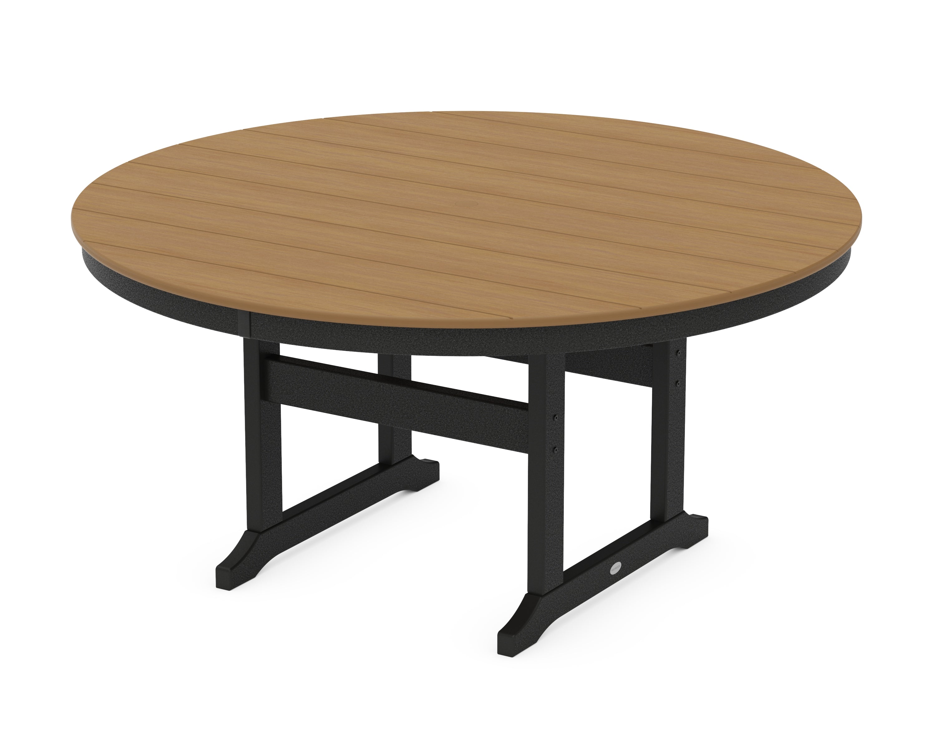 POLYWOOD® 60" Round Farmhouse Dining Table in Black / Natural