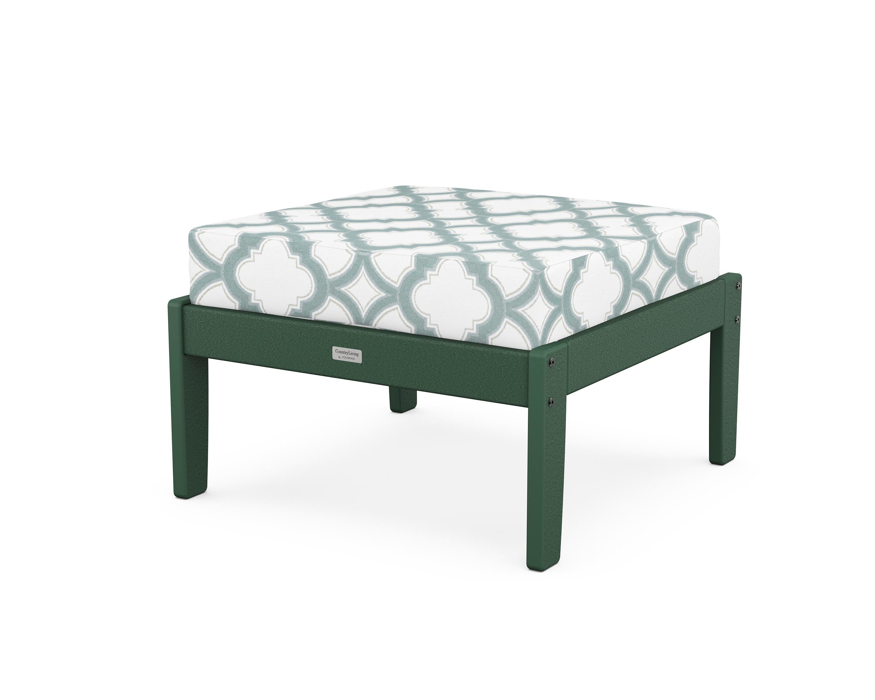 Country Living Cottage Deep Seating Ottoman in Green / Trellis Glacier Spa