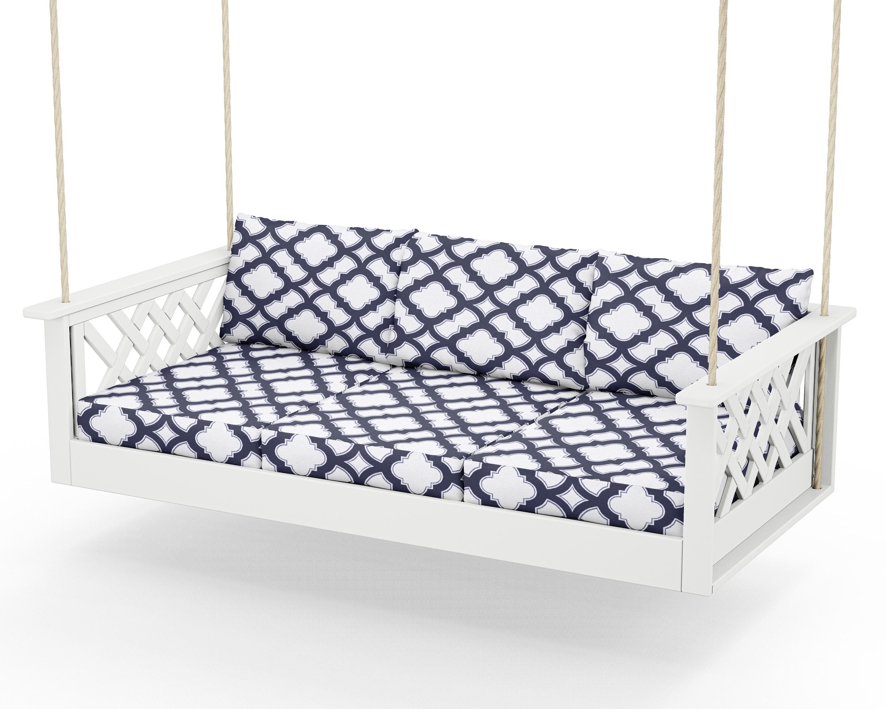 Country Living Wovendale Daybed Swing in White / Trellis Navy