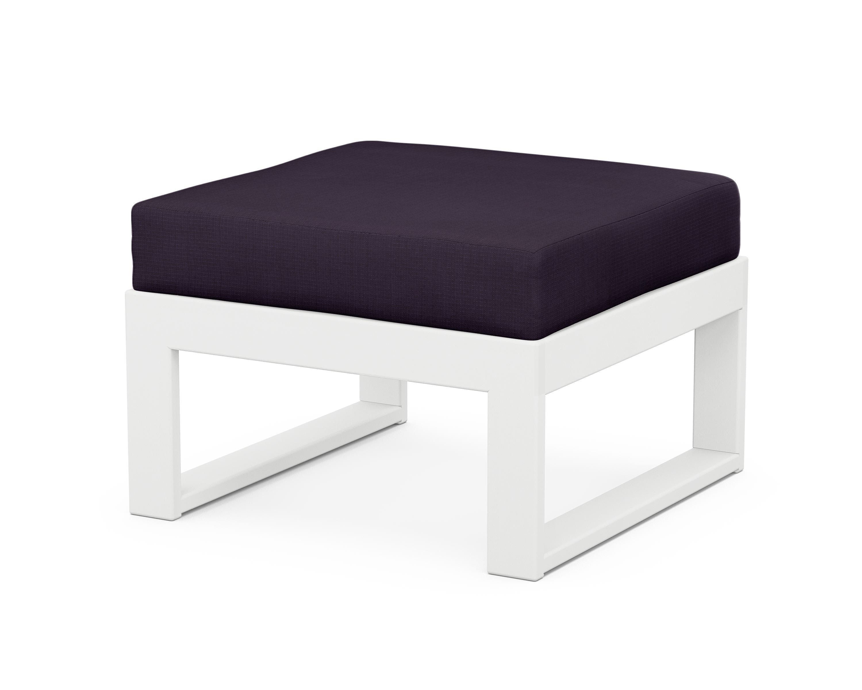 Unbranded Modular Ottoman - Modern in White / Navy Linen