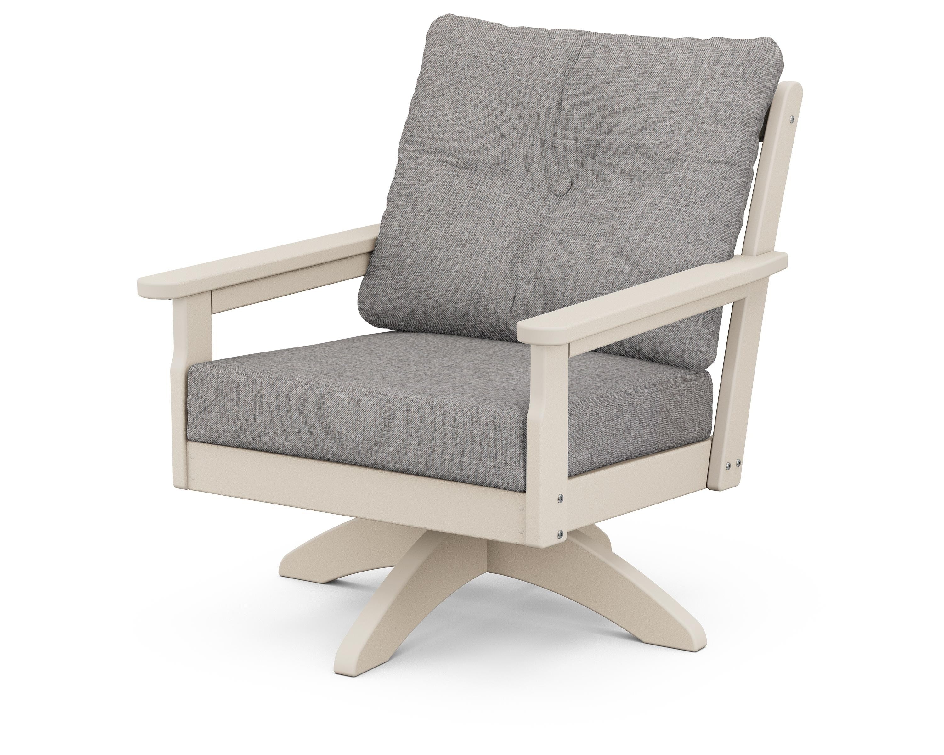 POLYWOOD® Vineyard Deep Seating Swivel Chair in Sand / Grey Mist