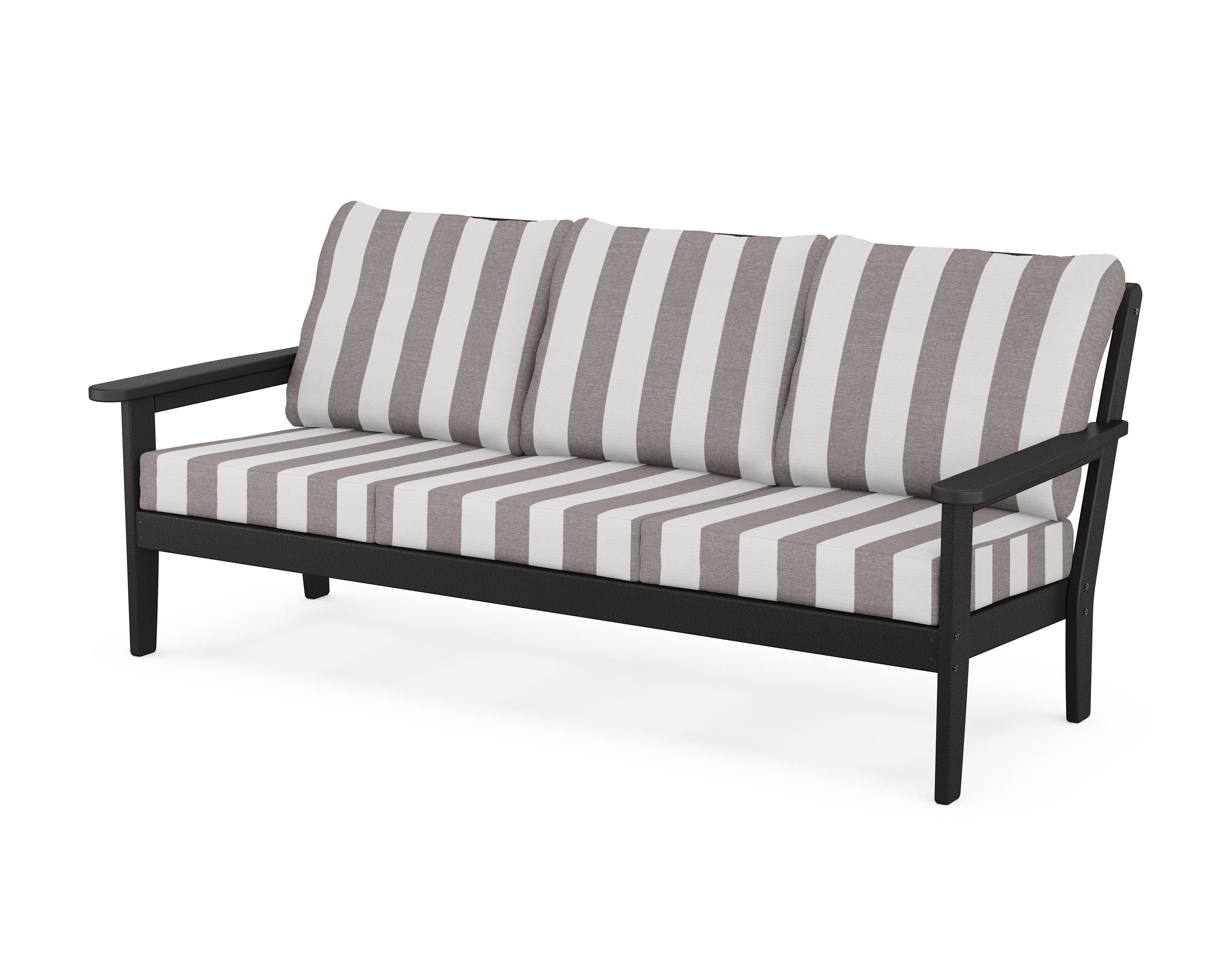 Country Living Cottage Deep Seating Sofa in Black / Cabana Stripe Grey Mist
