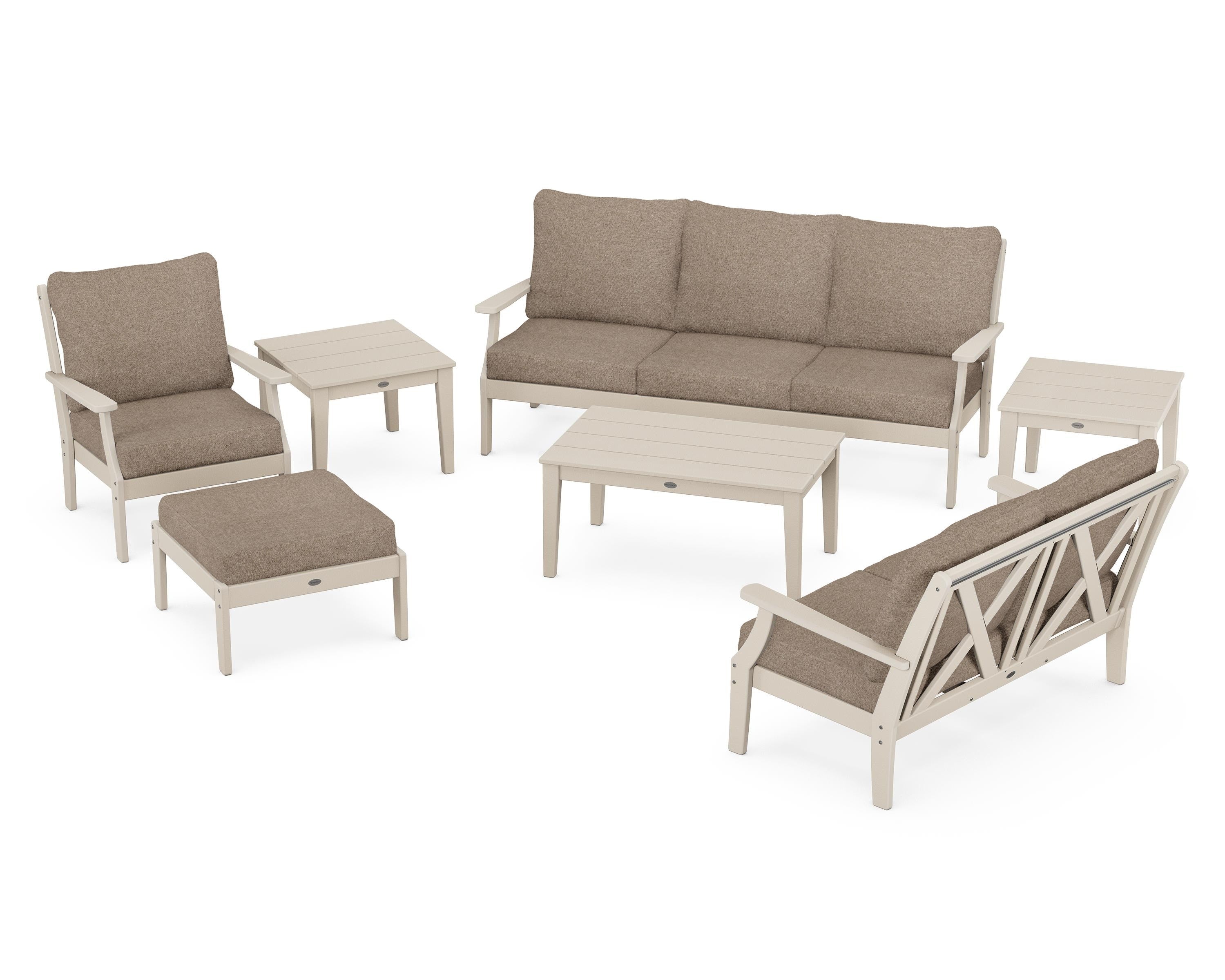 POLYWOOD® Braxton 7-Piece Deep Seating Set in Sand / Spiced Burlap