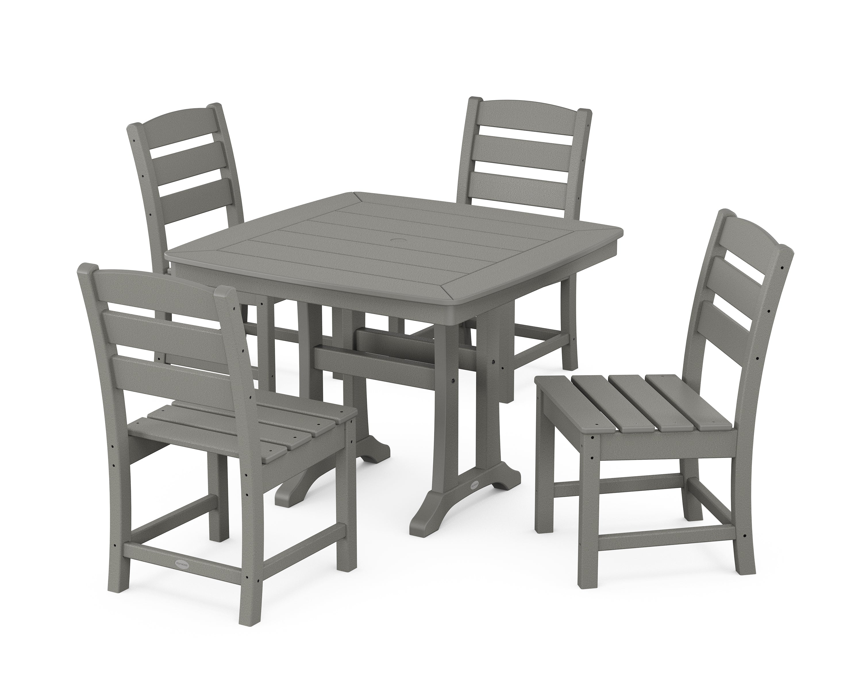 POLYWOOD® Lakeside Side Chair 5-Piece Dining Set with Trestle Legs in Slate Grey