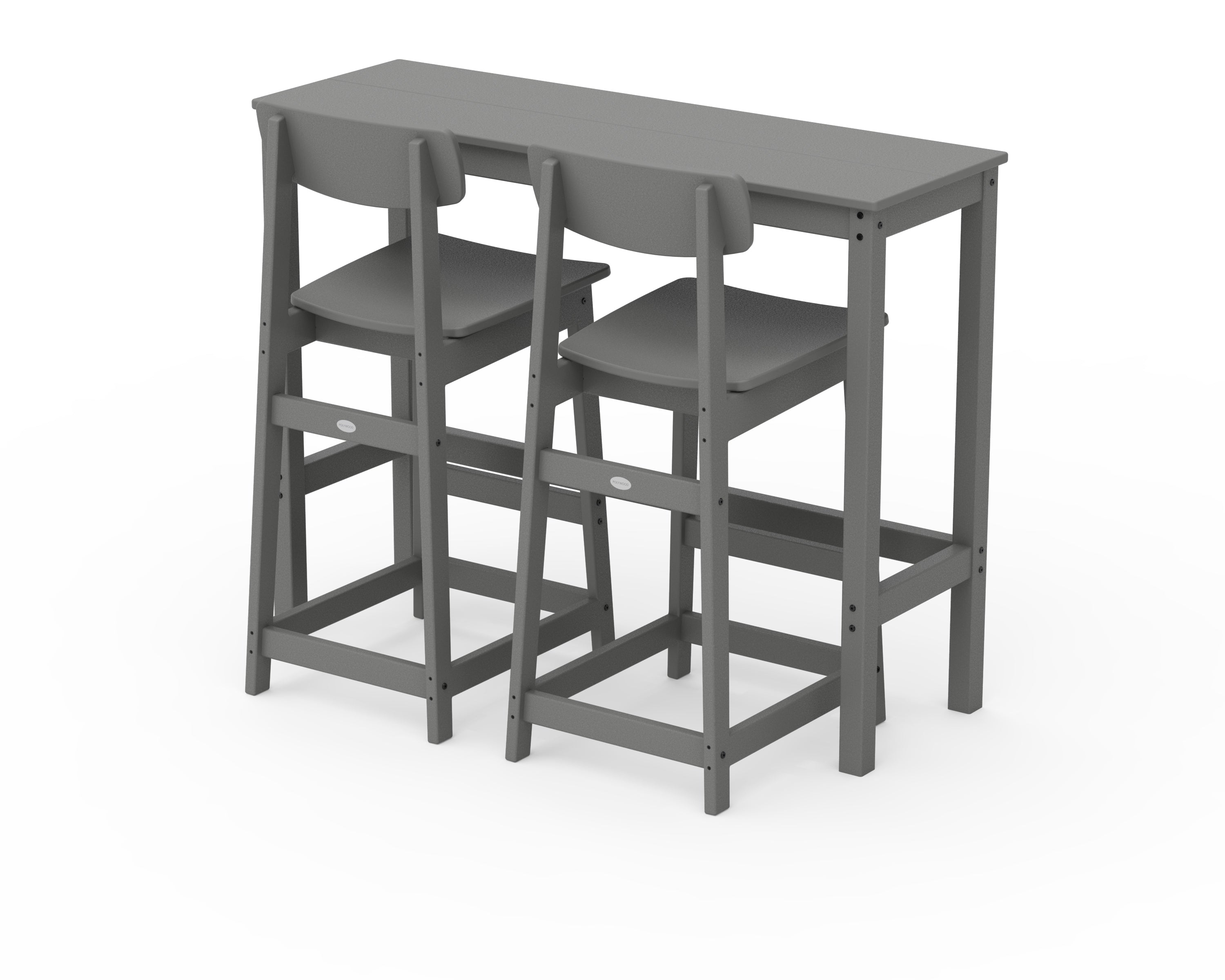 POLYWOOD® Modern Studio Urban Bar Chair 3-Piece Balcony Set in Slate Grey