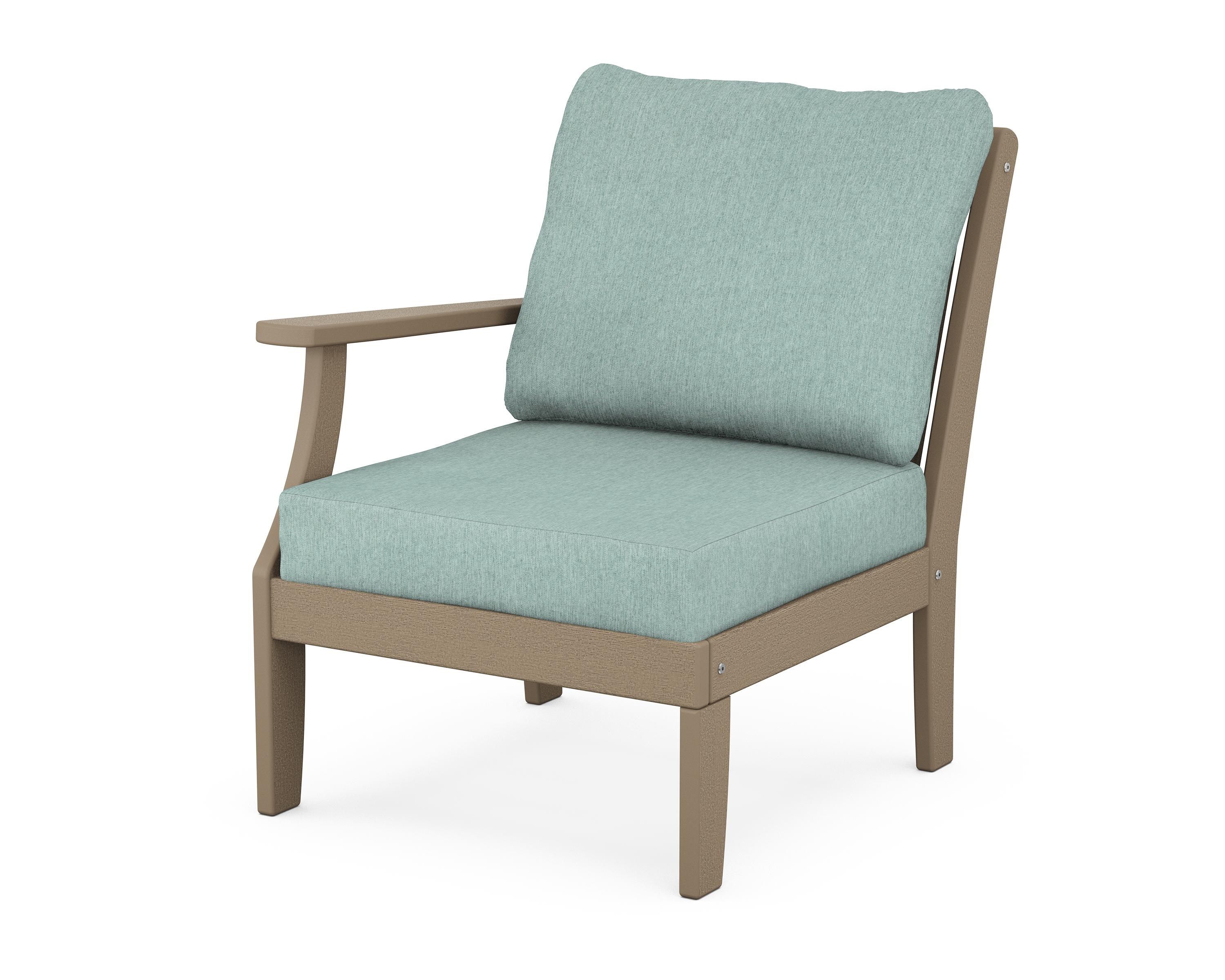 POLYWOOD® Braxton Modular Left Arm Chair in Vintage Sahara / Glacier Spa