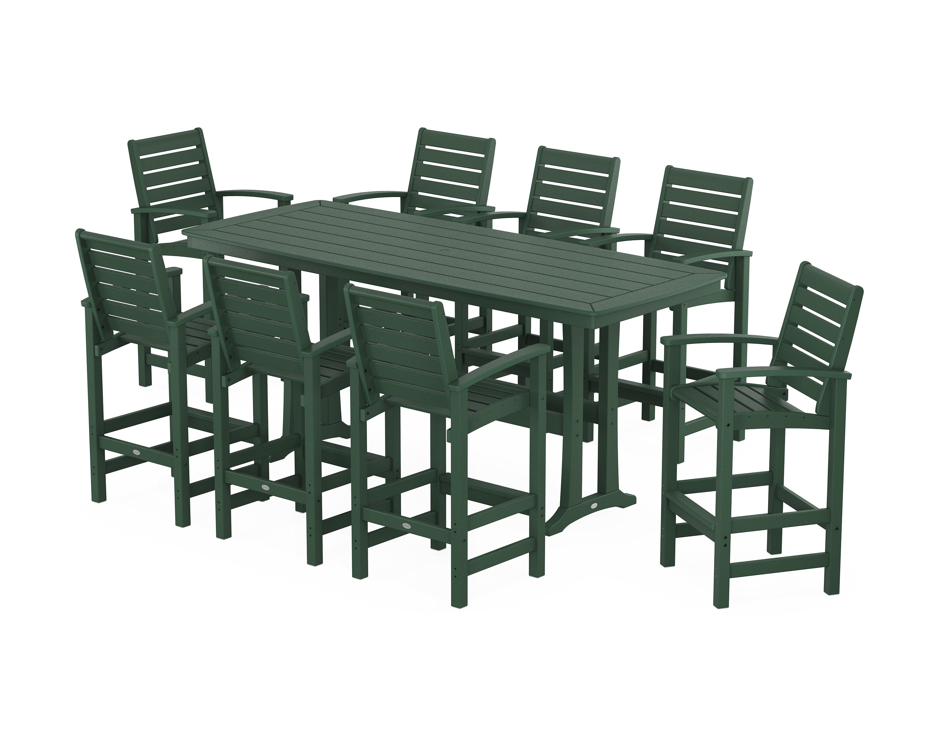 POLYWOOD® Signature 9-Piece Bar Set with Trestle Legs in Green