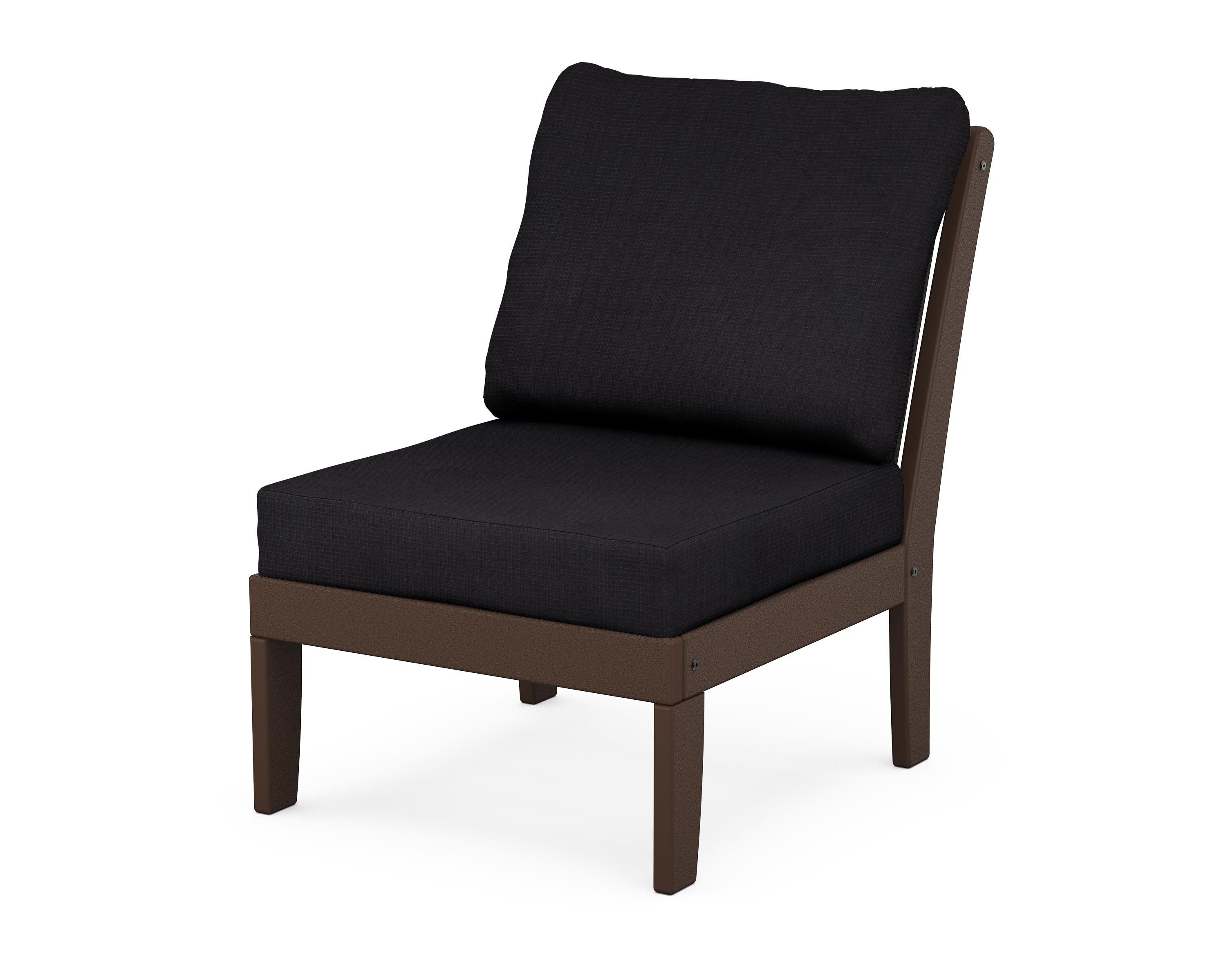 POLYWOOD® Braxton Modular Armless Chair in Mahogany / Midnight Linen